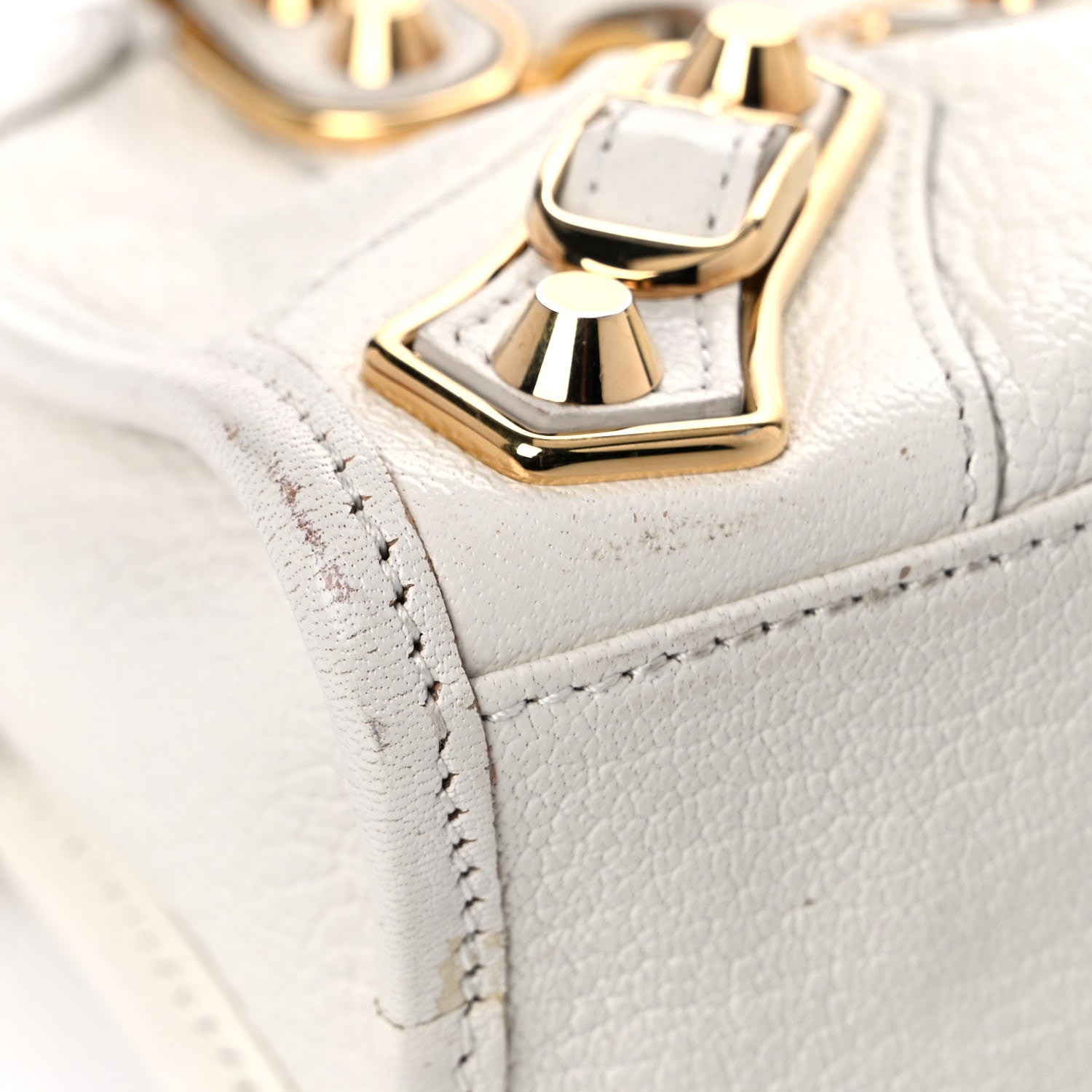 Balenciaga Chevre Gold Metallic Edge Hardware Mini City White 8 of 22