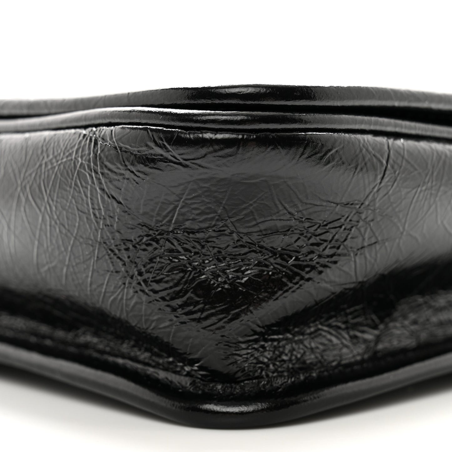 SAINT LAURENT Crinkled Calfskin Matelasse Monogram Niki Chain Wallet Black