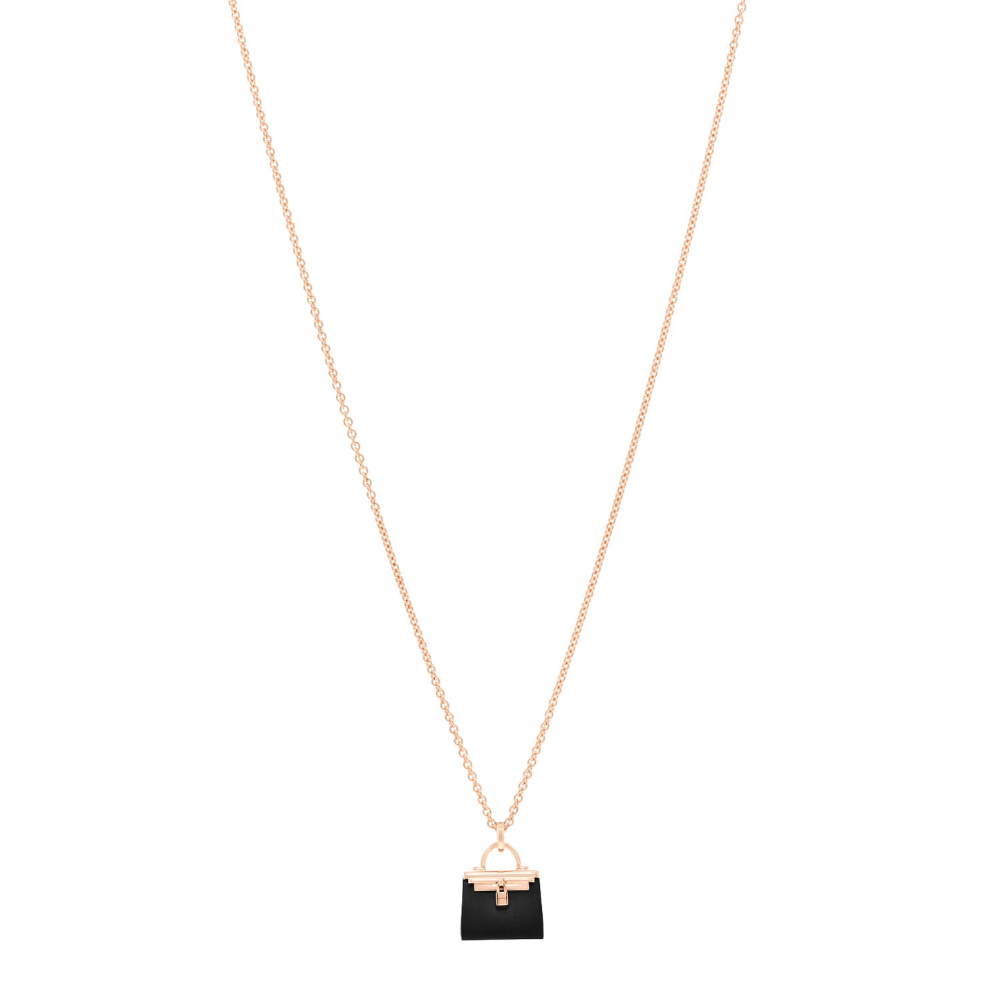 18K Rose Gold Black Jade Kelly Amulettes Pendant Necklace