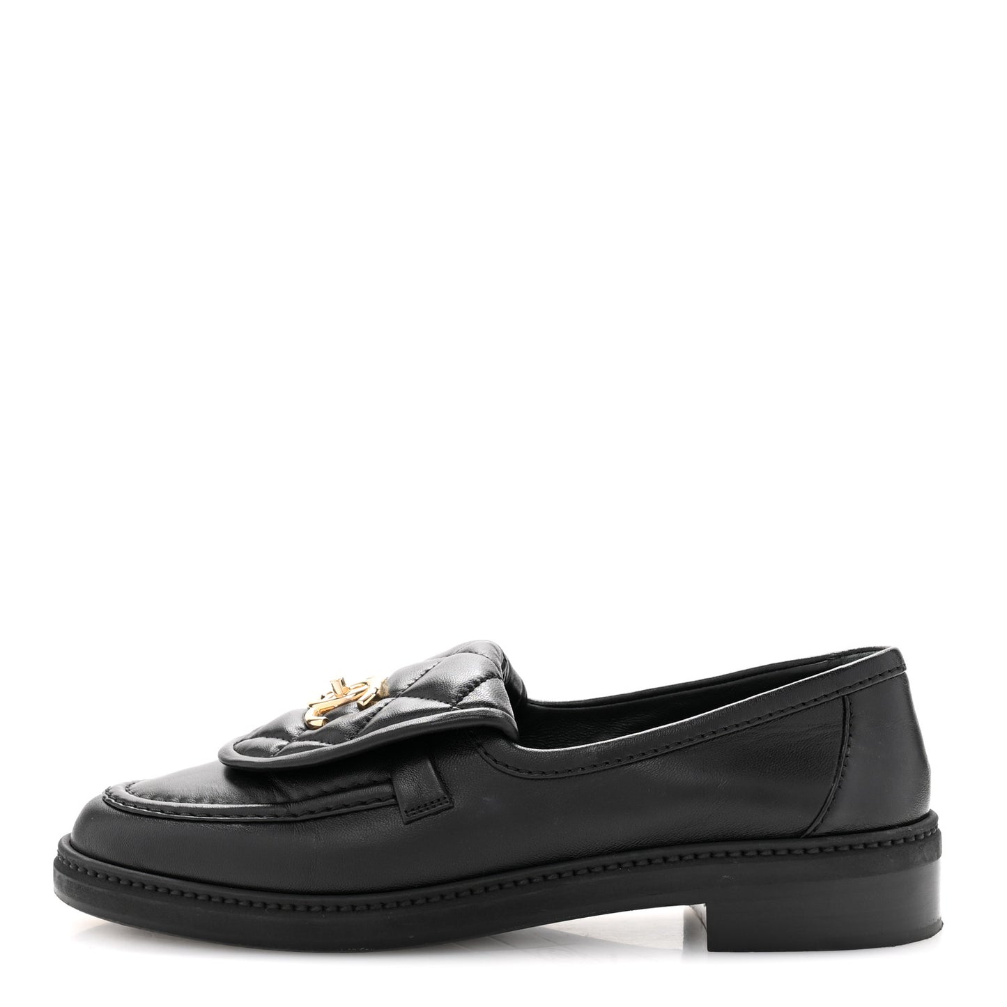 Lambskin Quilted CC Turnlock Loafers 38 Black