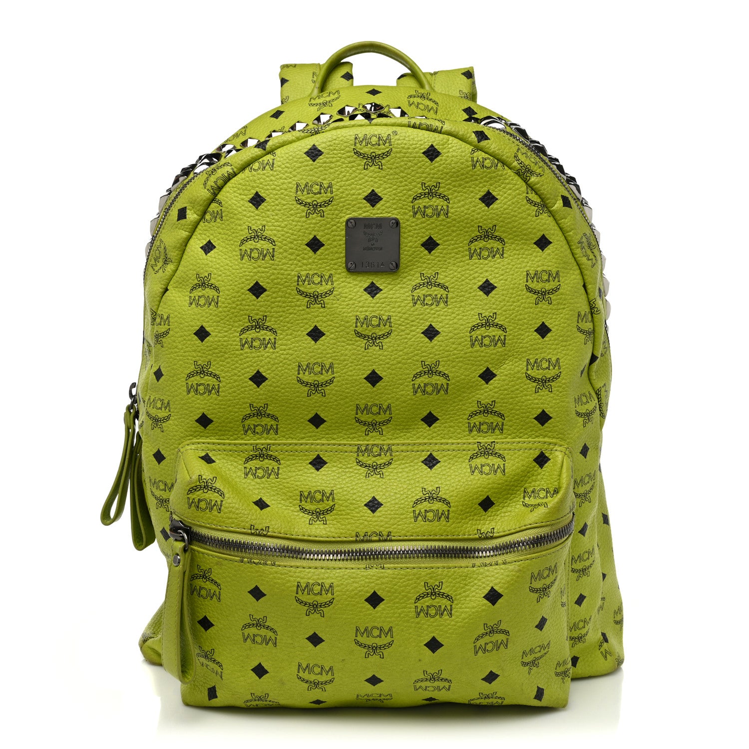 MCM Visetos Crown Stud Large Stark Backpack Green 1195508