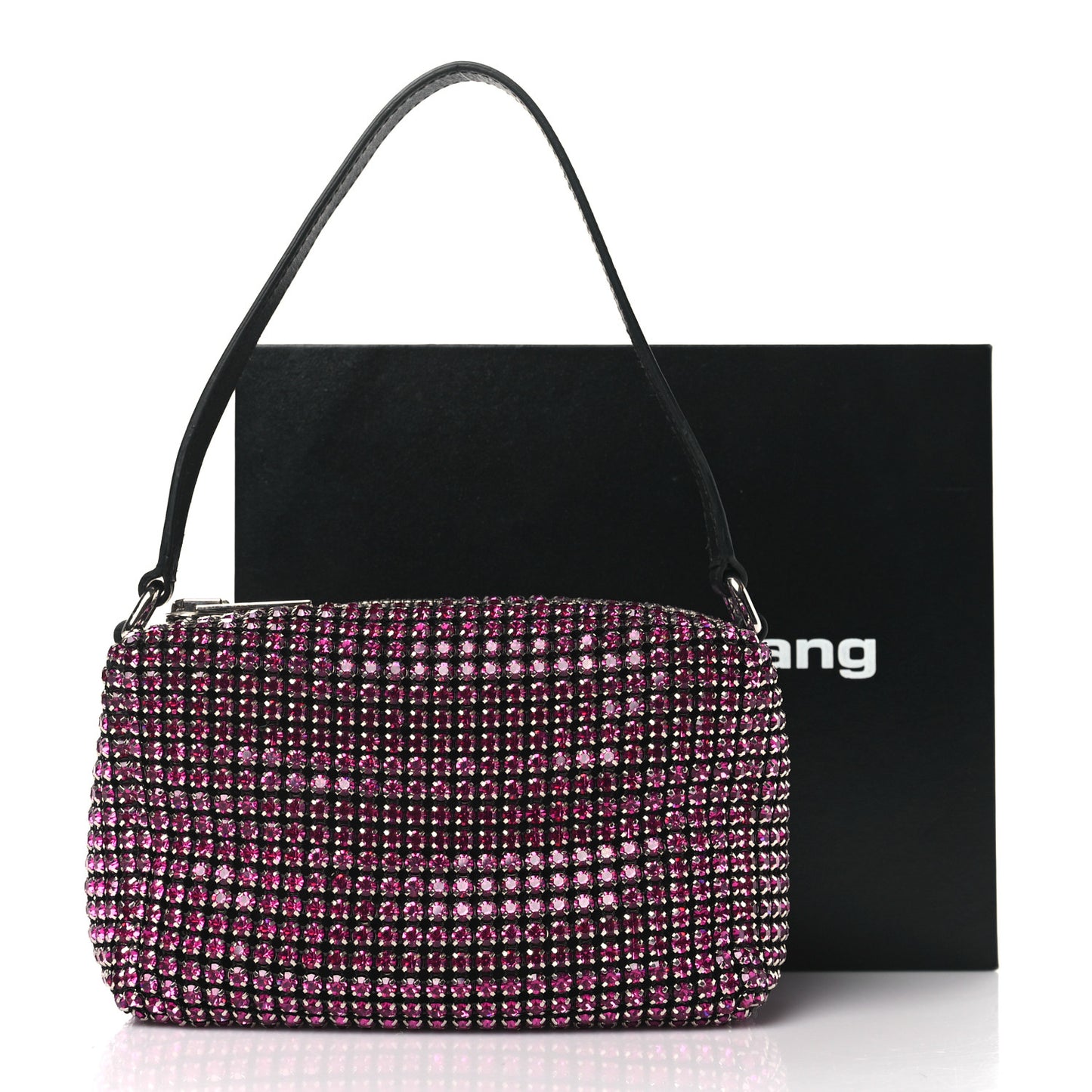 Mesh Crystal Rhinestone Mini Heiress Pouch Pink