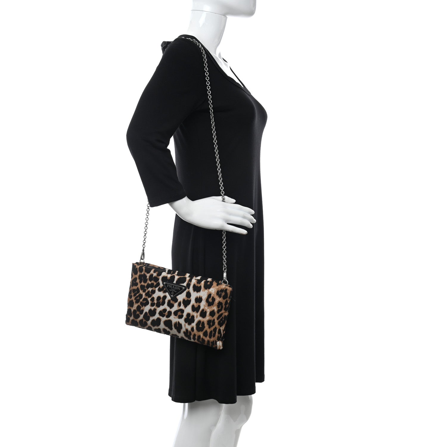 Prada Tessuto Soft Nylon Leopard Print Crossbody Avorio 2 of 11