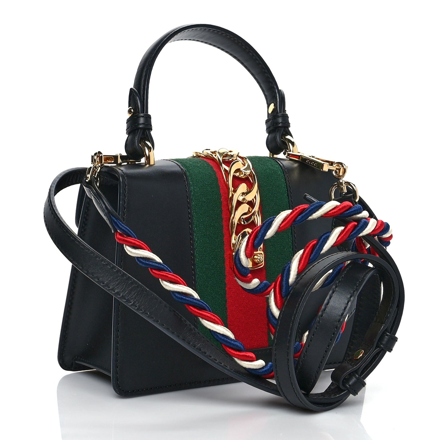 Calfskin Mini Sylvie Top Handle Bag Black