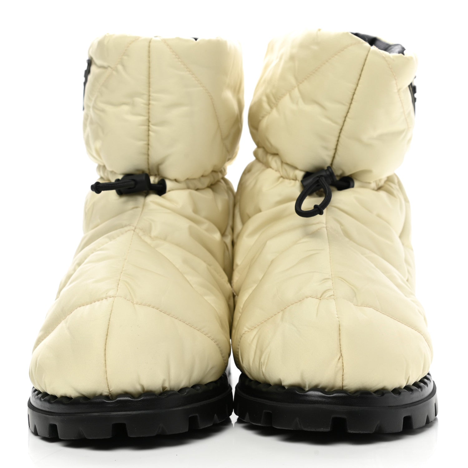 Prada Re-Nylon Piuma Triangle Logo Padded Drawcord 20mm Snow Boots 36 Avorio 2 of 10