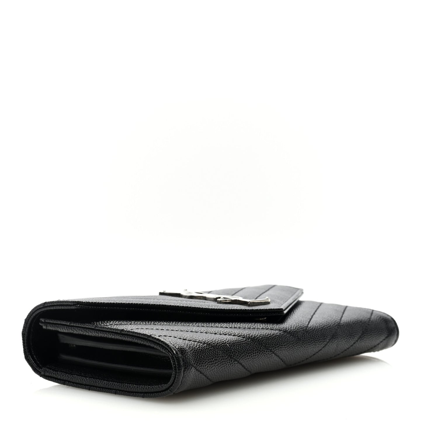 Grain De Poudre Matelasse Chevron Monogram Flap Wallet Black