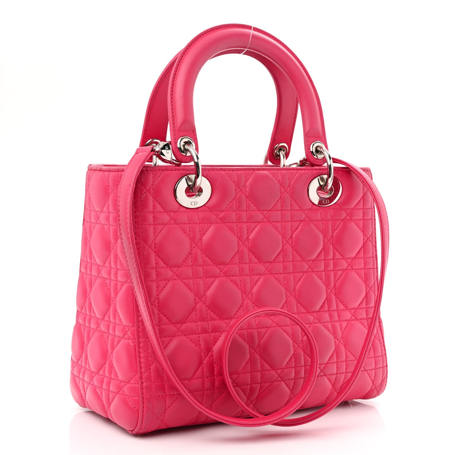 Lambskin Cannage Medium Lady Dior Fuchsia