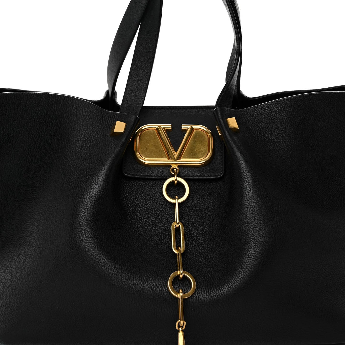 Grainy Calfskin Medium VLogo Escape Shopper Black