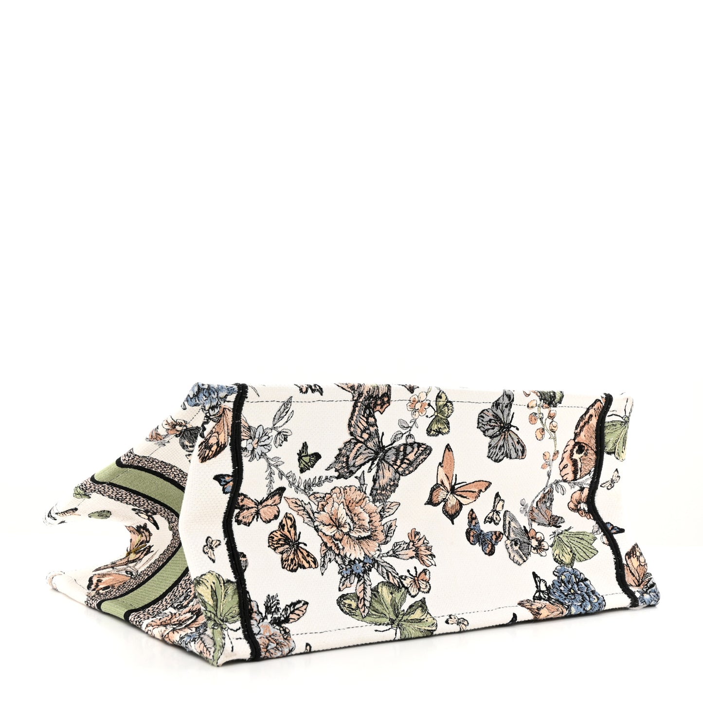Canvas Embroidered Toile de Jouy Mexico Medium Book Tote White Multicolor