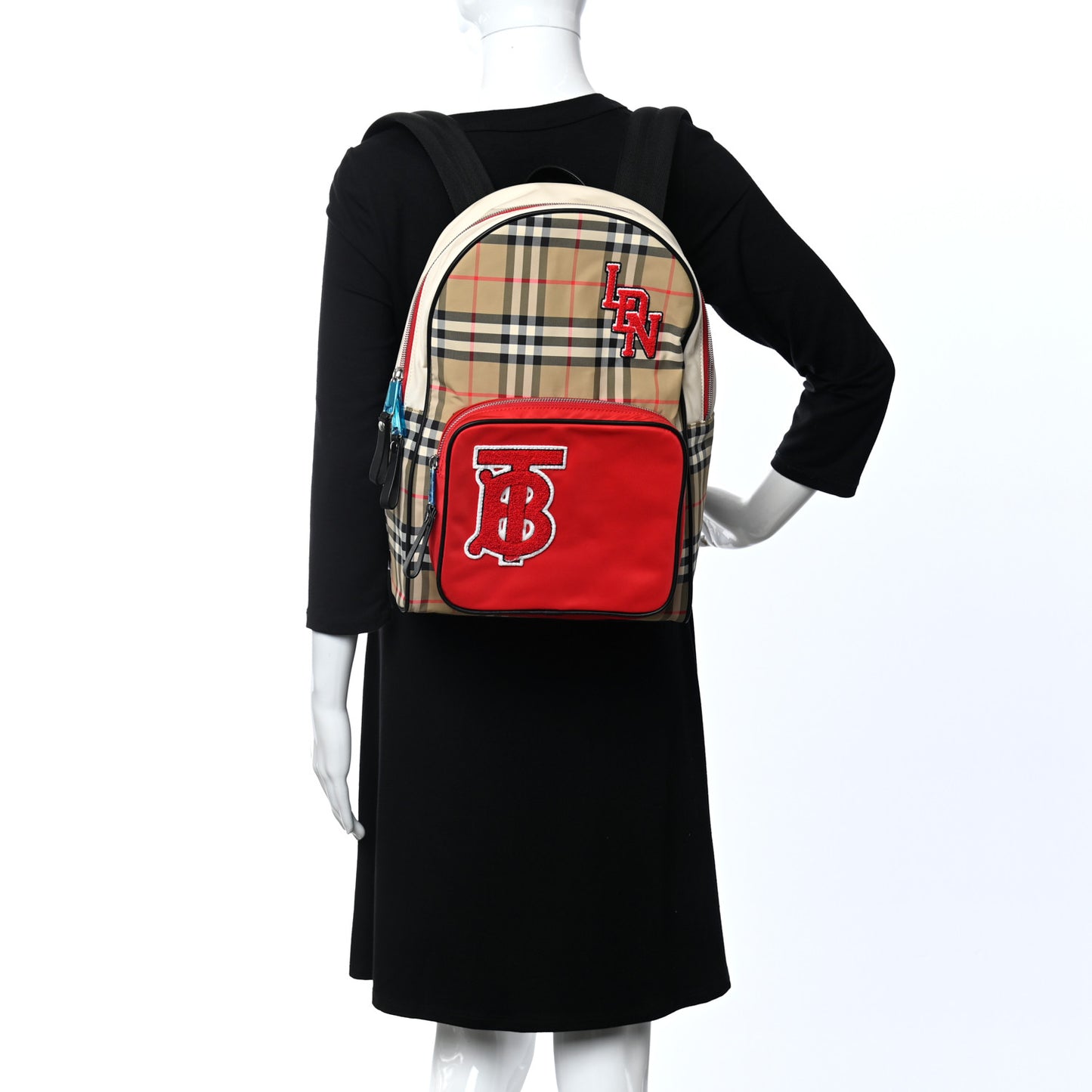 Econyl Vintage Check Kids Monogram Backpack Archive Beige