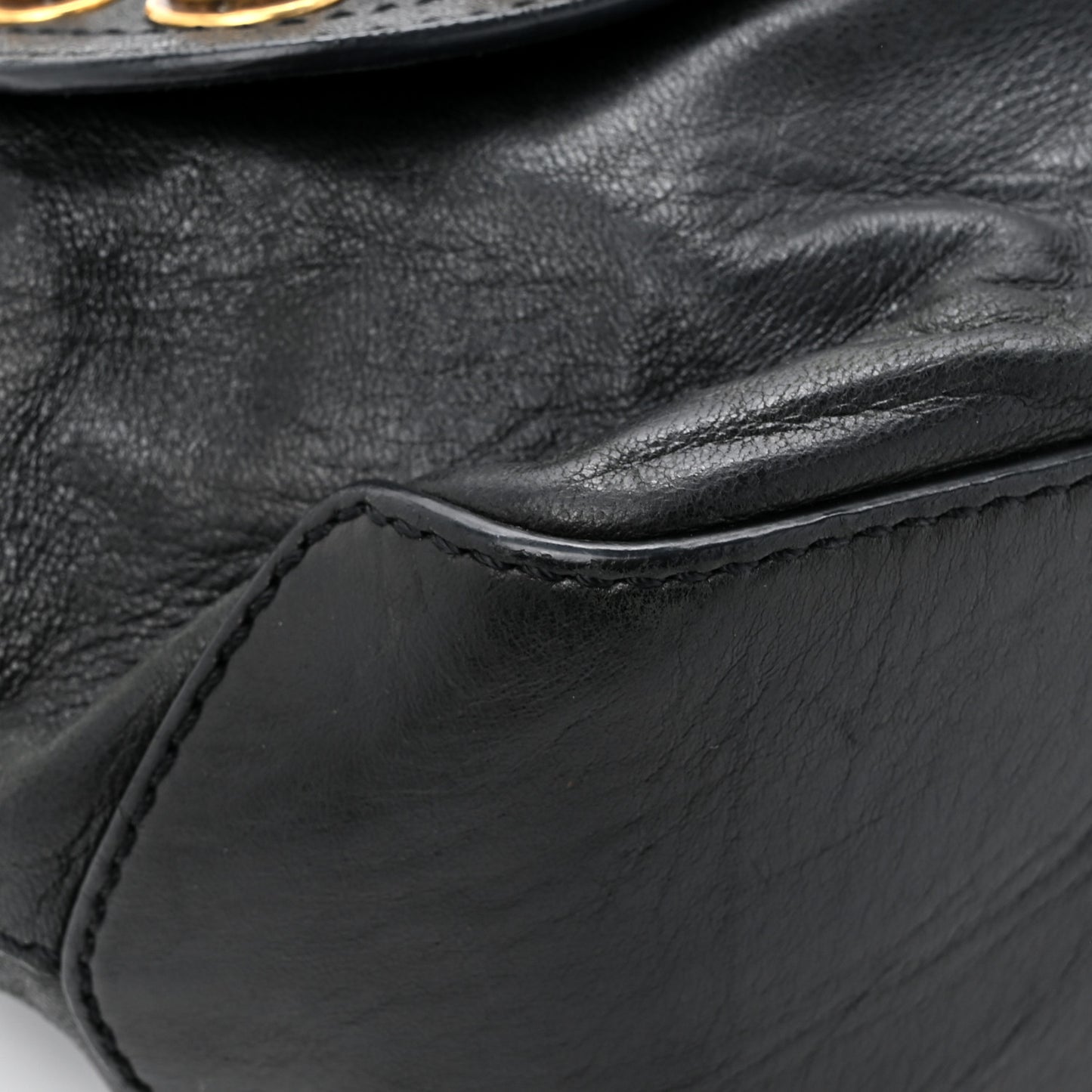 Calfskin Bolt Stud Mirte Saddle Bag Black