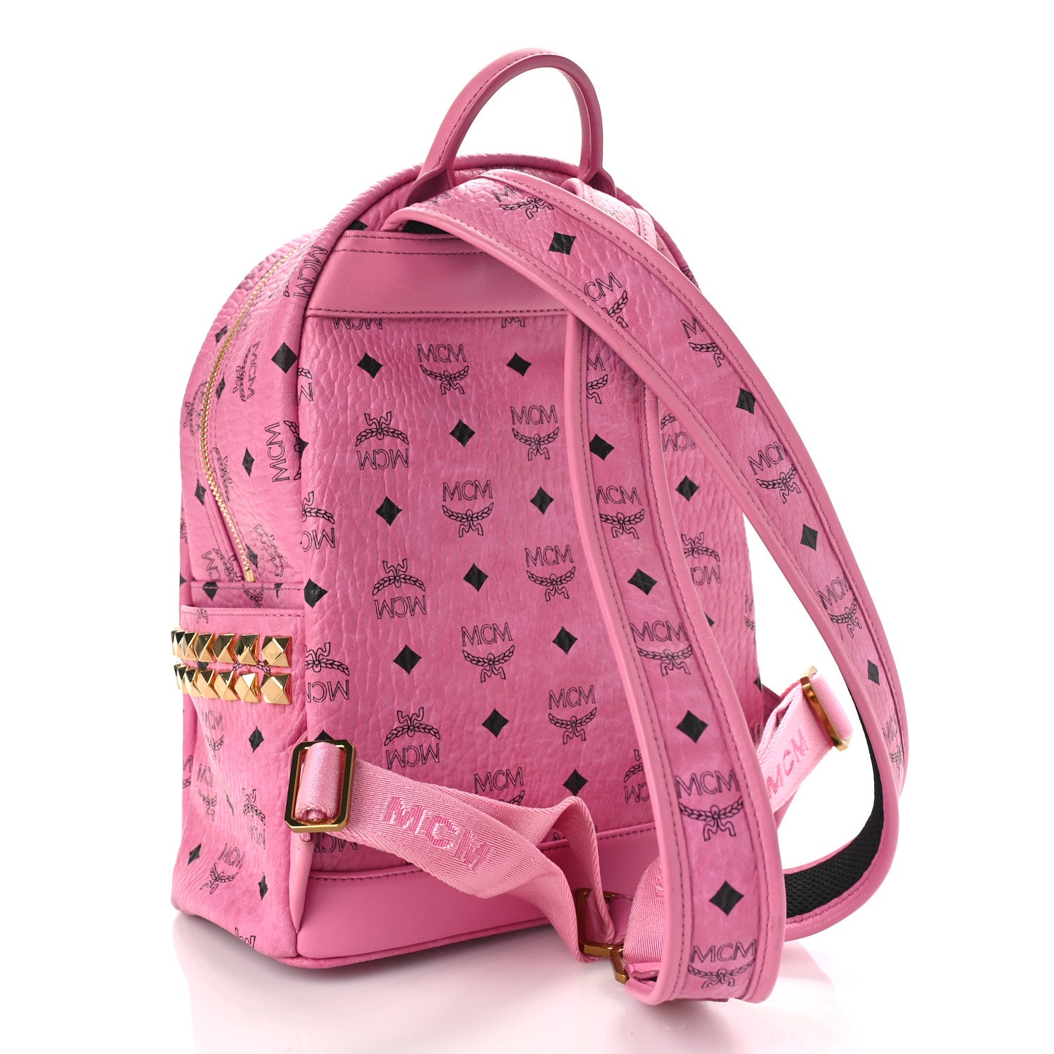 MCM Visetos Small Side Stud Stark Backpack Pink 2 of 9
