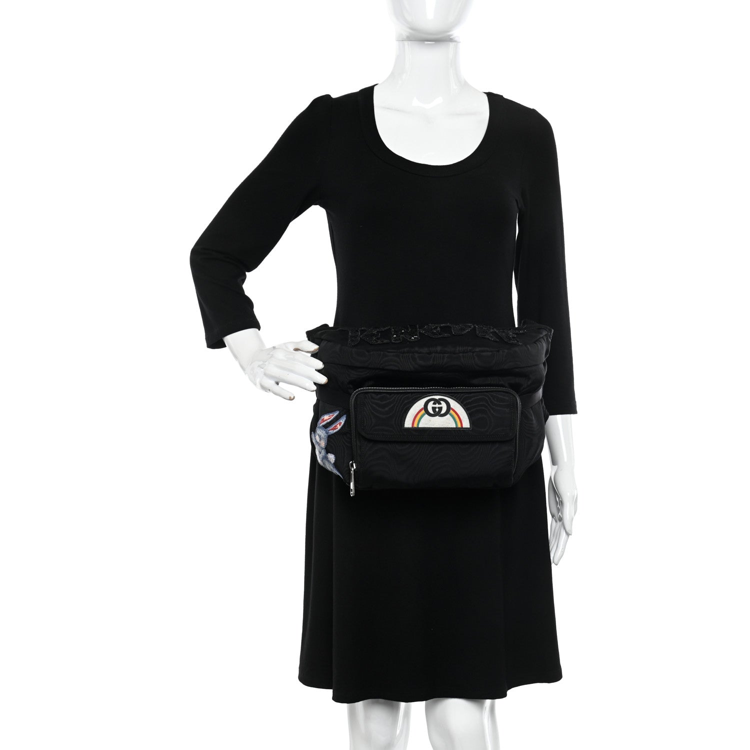 Gucci Nylon Retro Patch Convertible Belt Bag Black 2 of 12