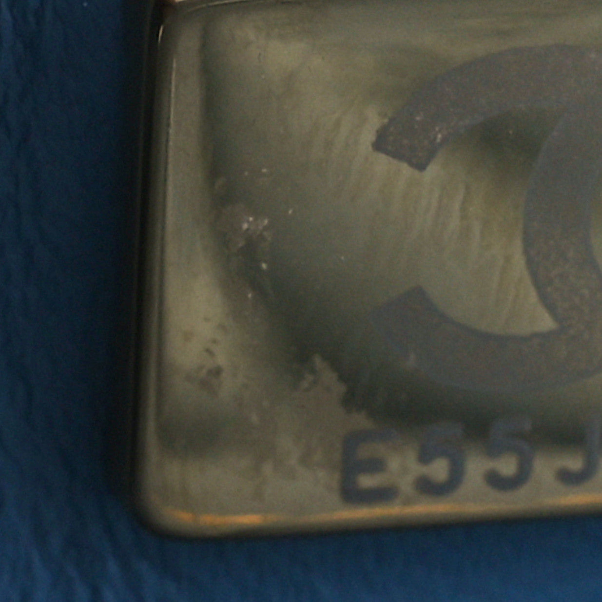 Printed Denim Quilted Mini Rectangular Flap Light Blue