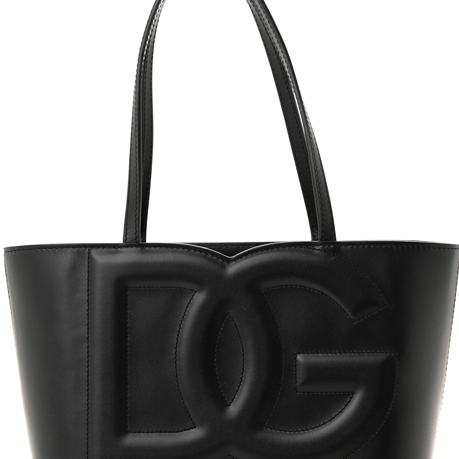 Dolce & Gabbana Calfskin Small DG Logo Shopper Tote Black 7 of 9