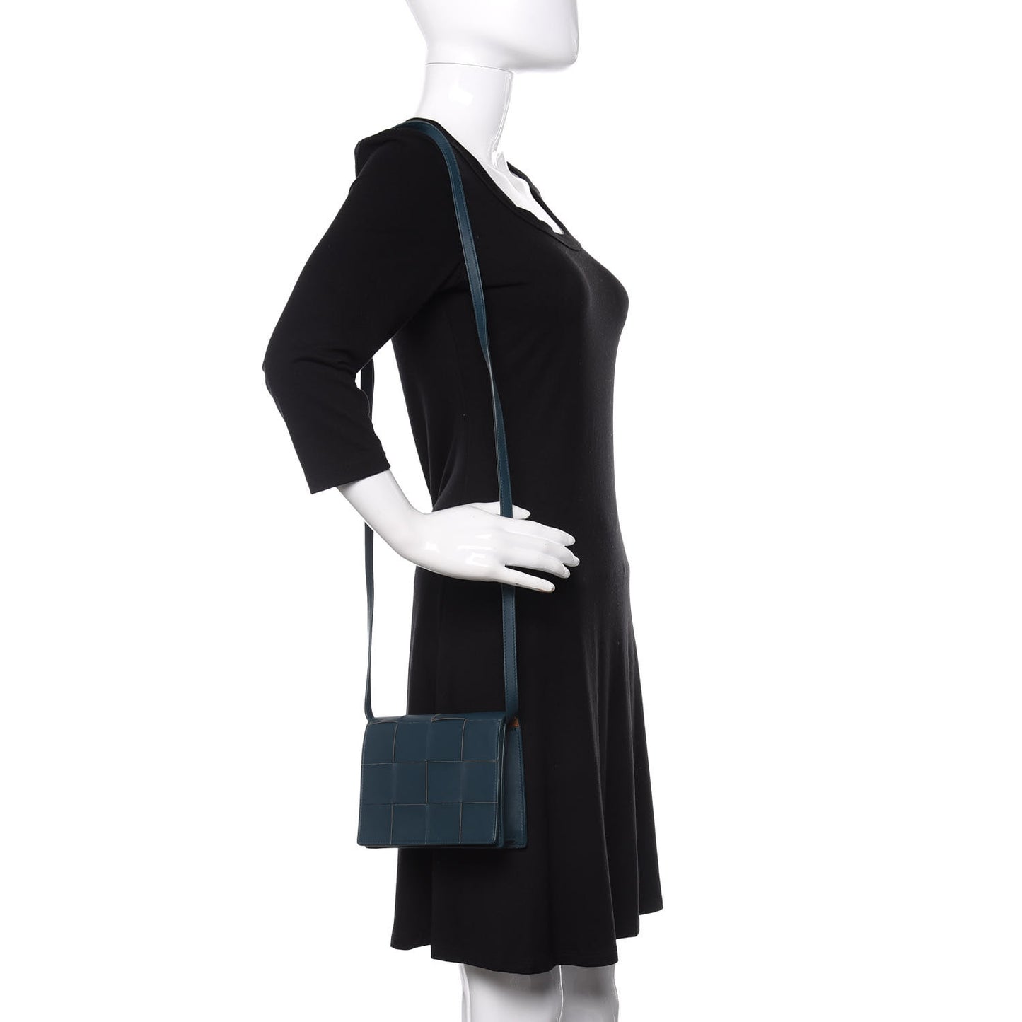 Lambskin Maxi Intrecciato Mini Cassette Crossbody Bag Petrol Blue