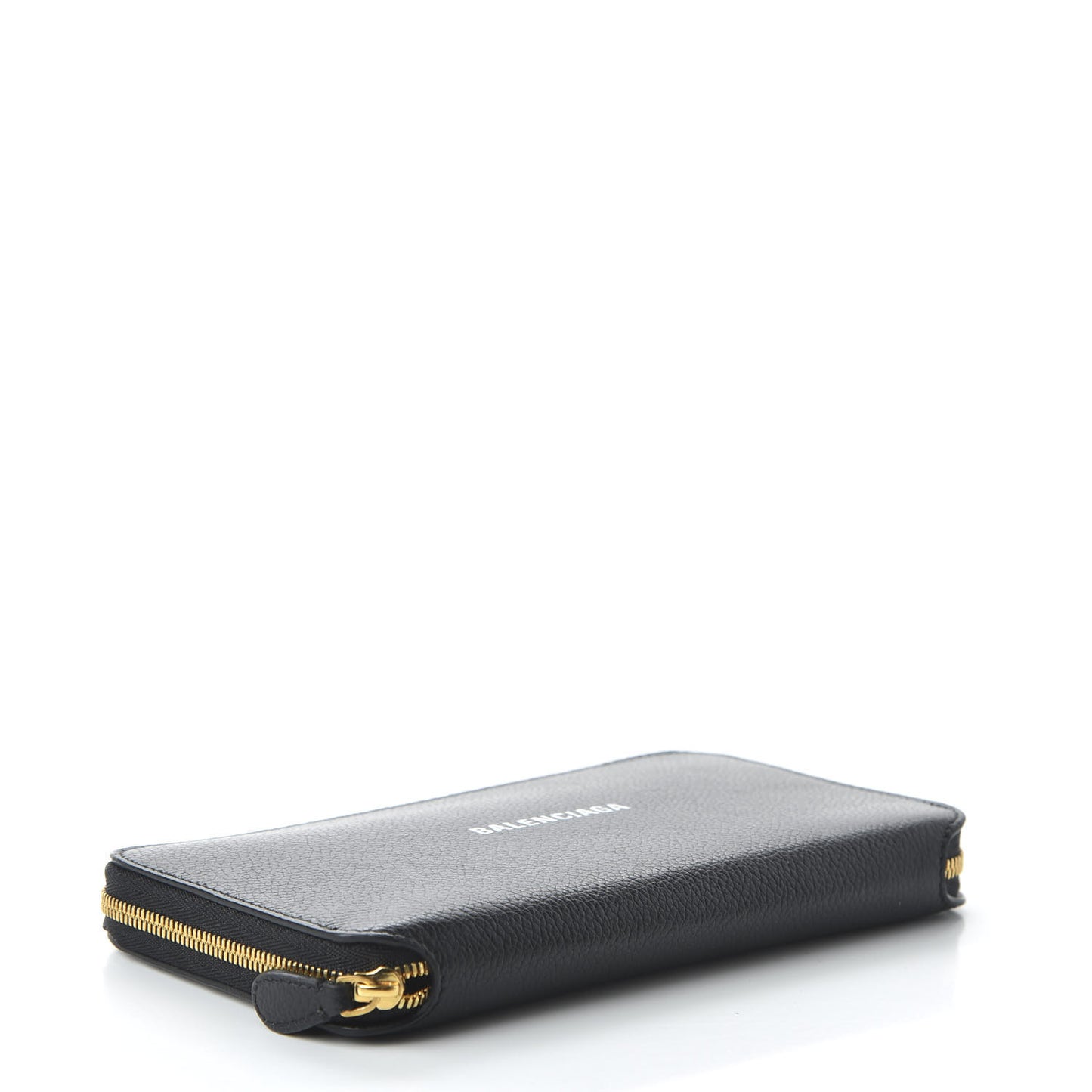 Calfskin Logo Everyday Continental Zip Around Wallet Black