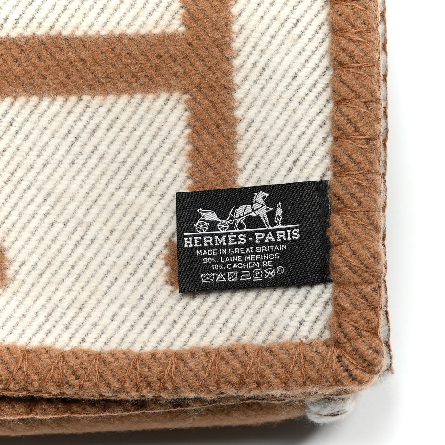 Wool Cashmere Avalon Blanket Ecru Camel