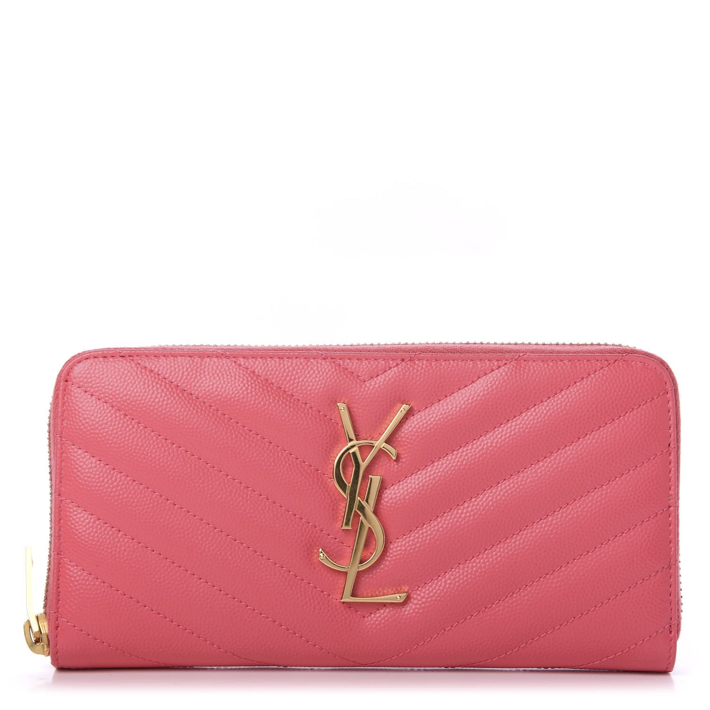 Grain De Poudre Matelasse Chevron Monogram Zip Around Wallet Bubblegum