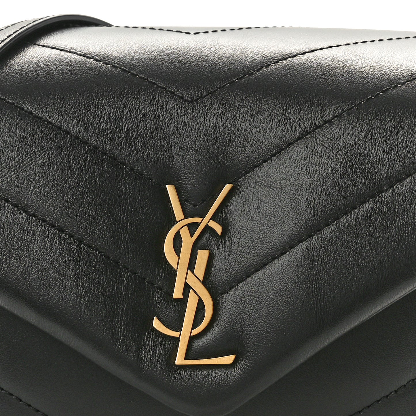 Calfskin Y Quilted Monogram Toy Loulou Crossbody Bag Black
