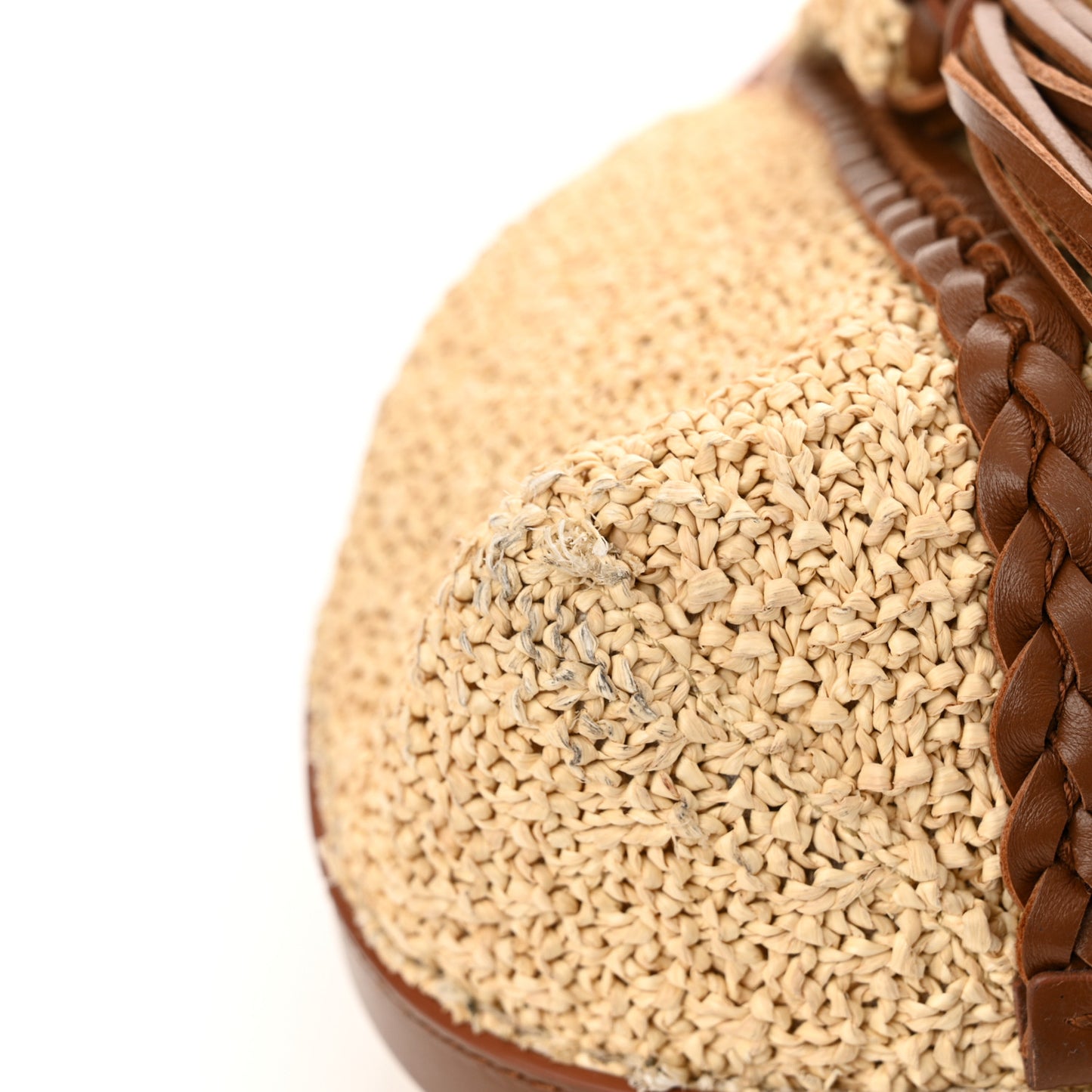 Raffia Calfskin Medium Penelope Shoulder Bag Tan