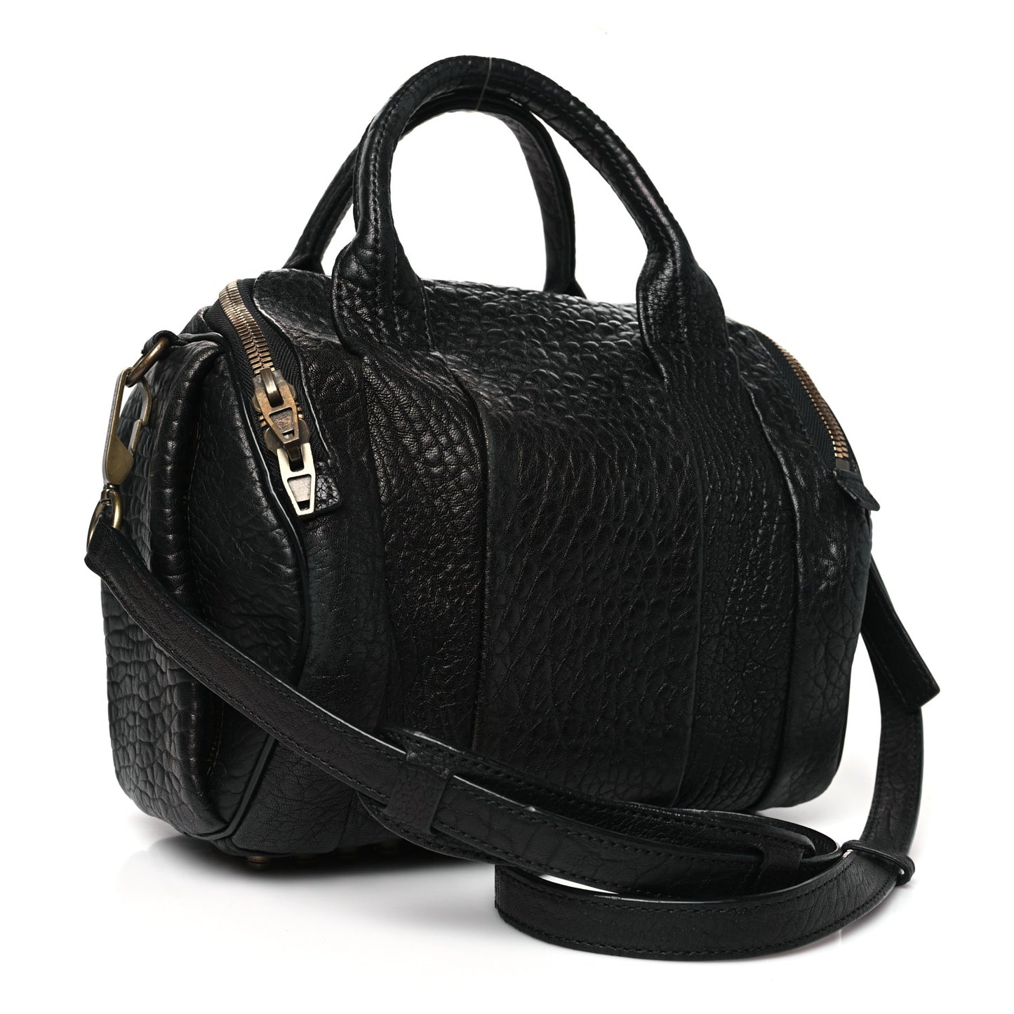Pebbled Lambskin Rockie Black Pale Gold Hardware