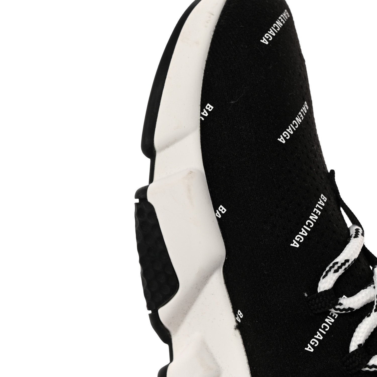 Balenciaga Neoprene Knit Allover Logo Womens Speed Lace Up Sneakers 37 Black 10 of 12