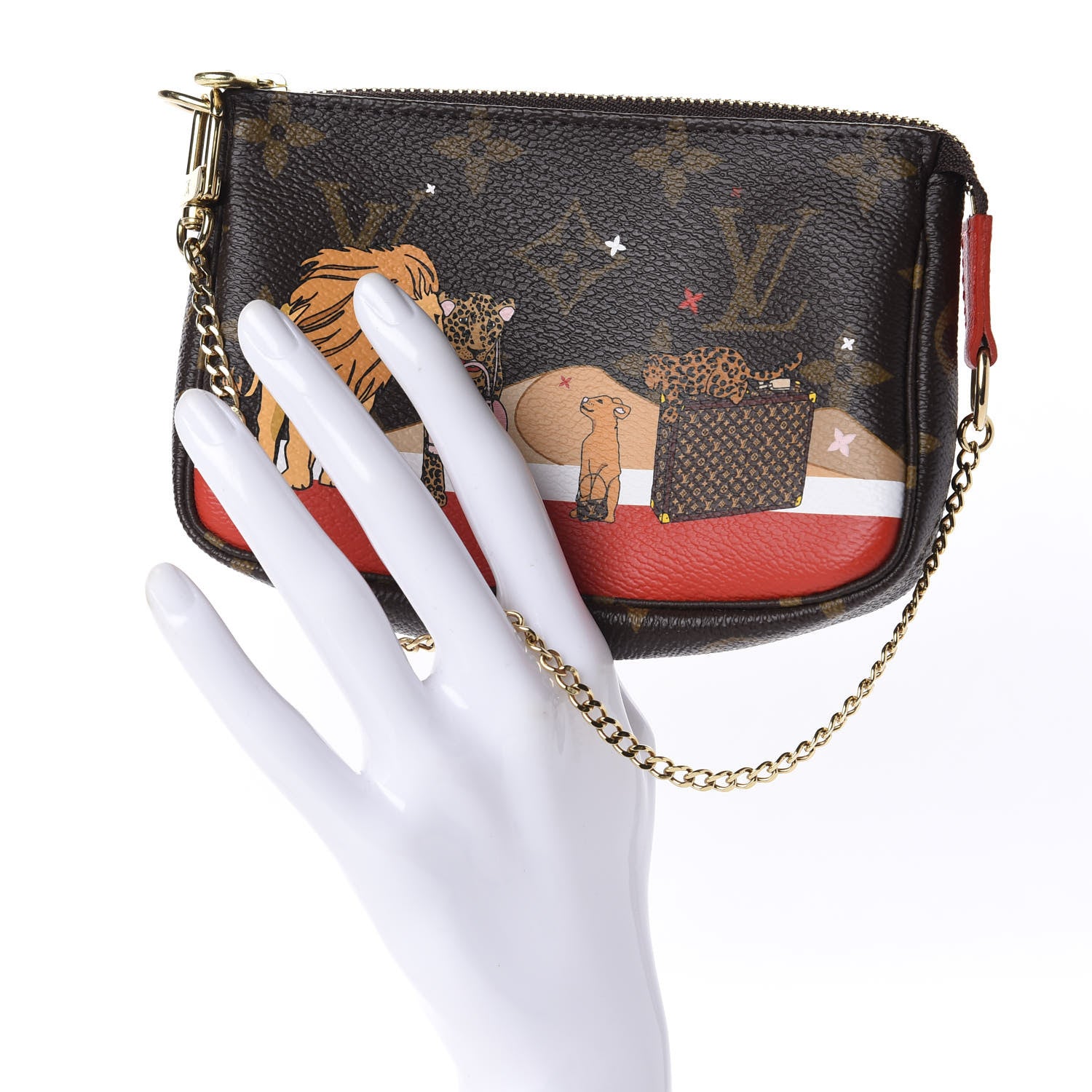 Louis Vuitton Monogram 2018 Christmas Animation Mini Cats Pochette Accessories 2 of 9