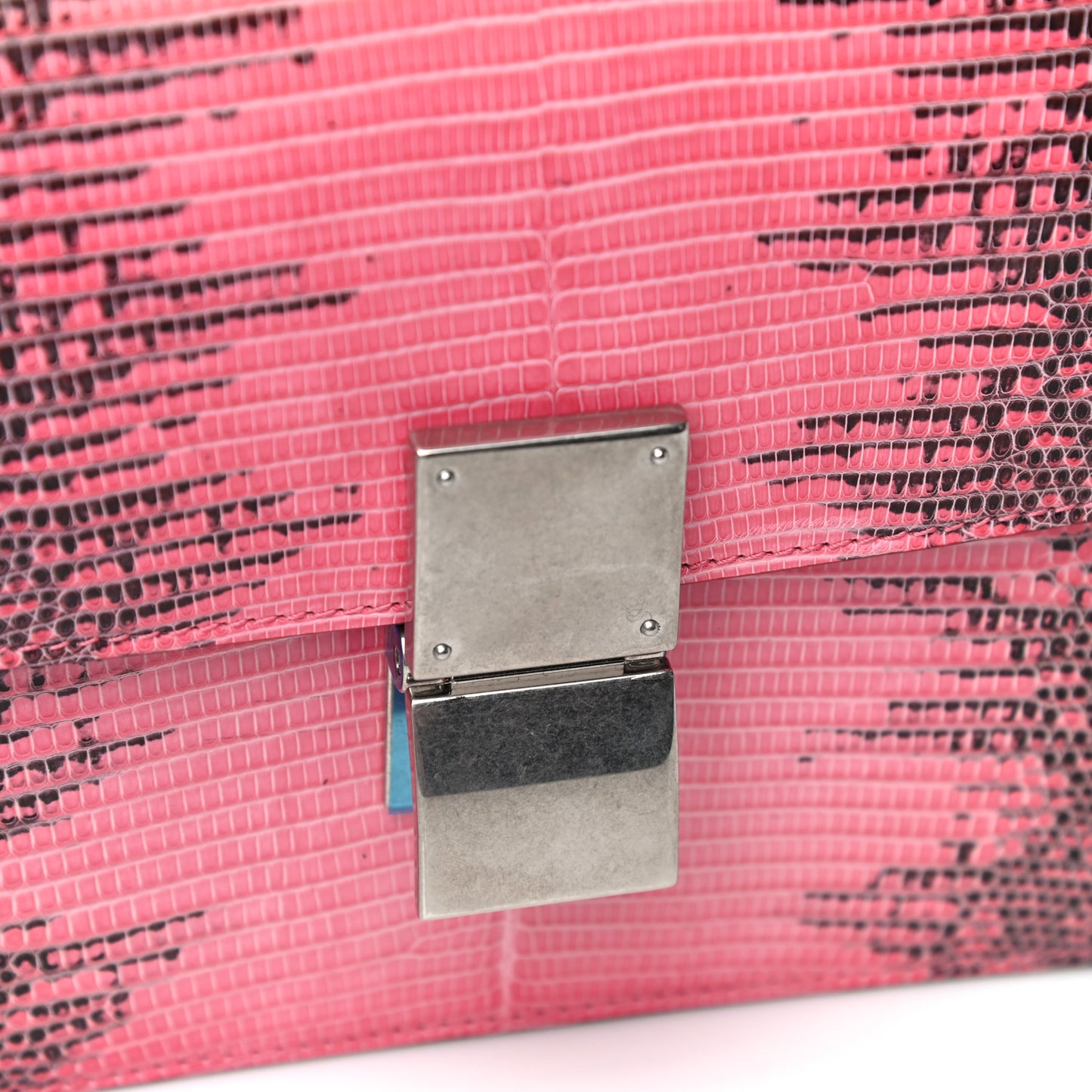 Lizard Medium Classic Box Flap Bag Pink Grey