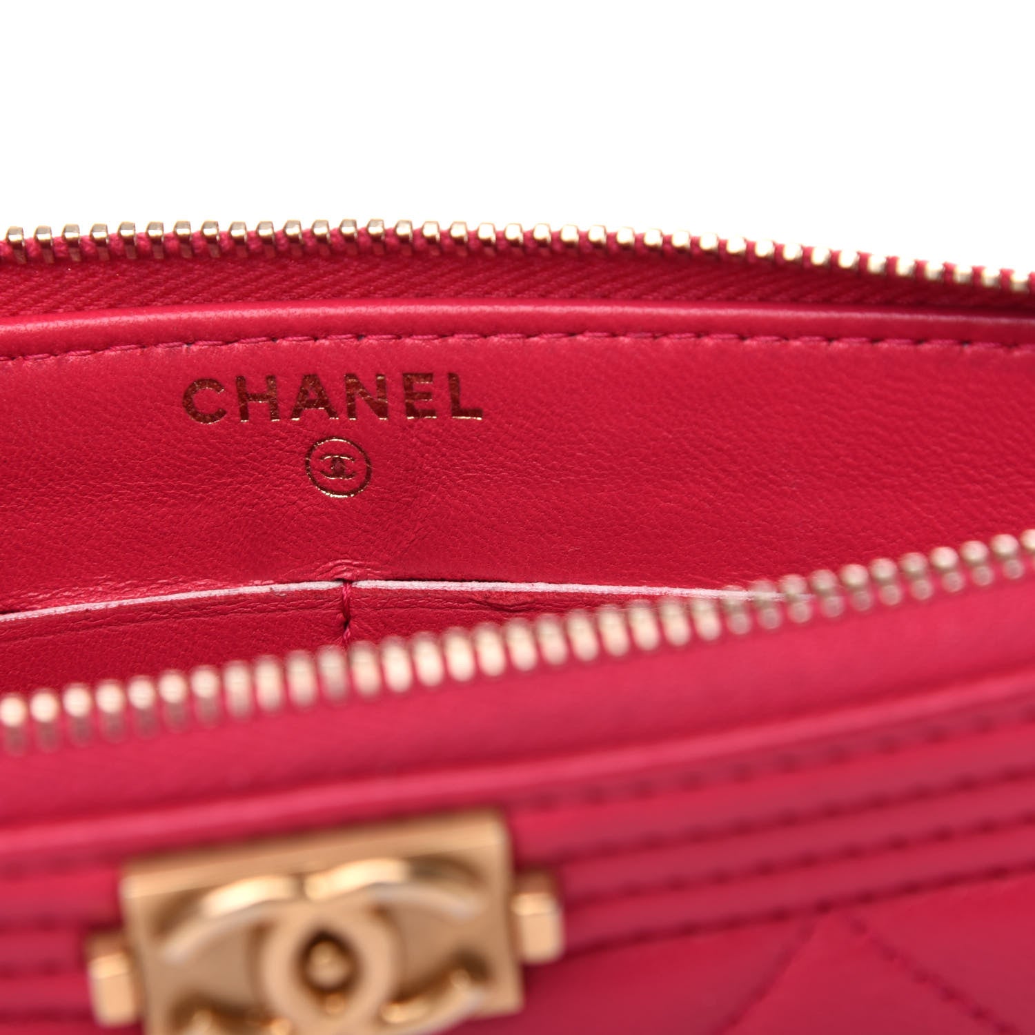 Chanel Lambskin Quilted Small Boy Zipped Pouch Dark Pink 6 of 8