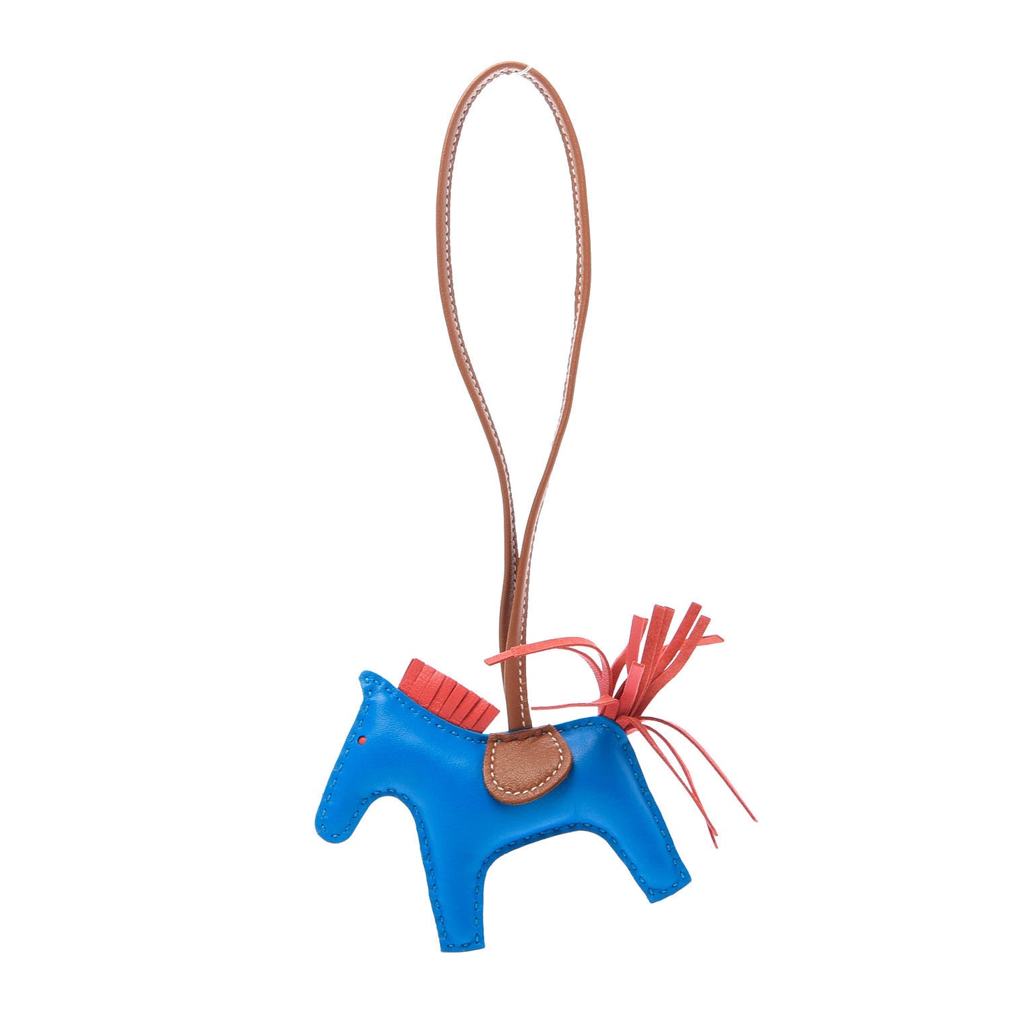 Milo Lambskin Grigri Rodeo Horse Bag Charm PM Blue Zanzibar Rose Texas Gold
