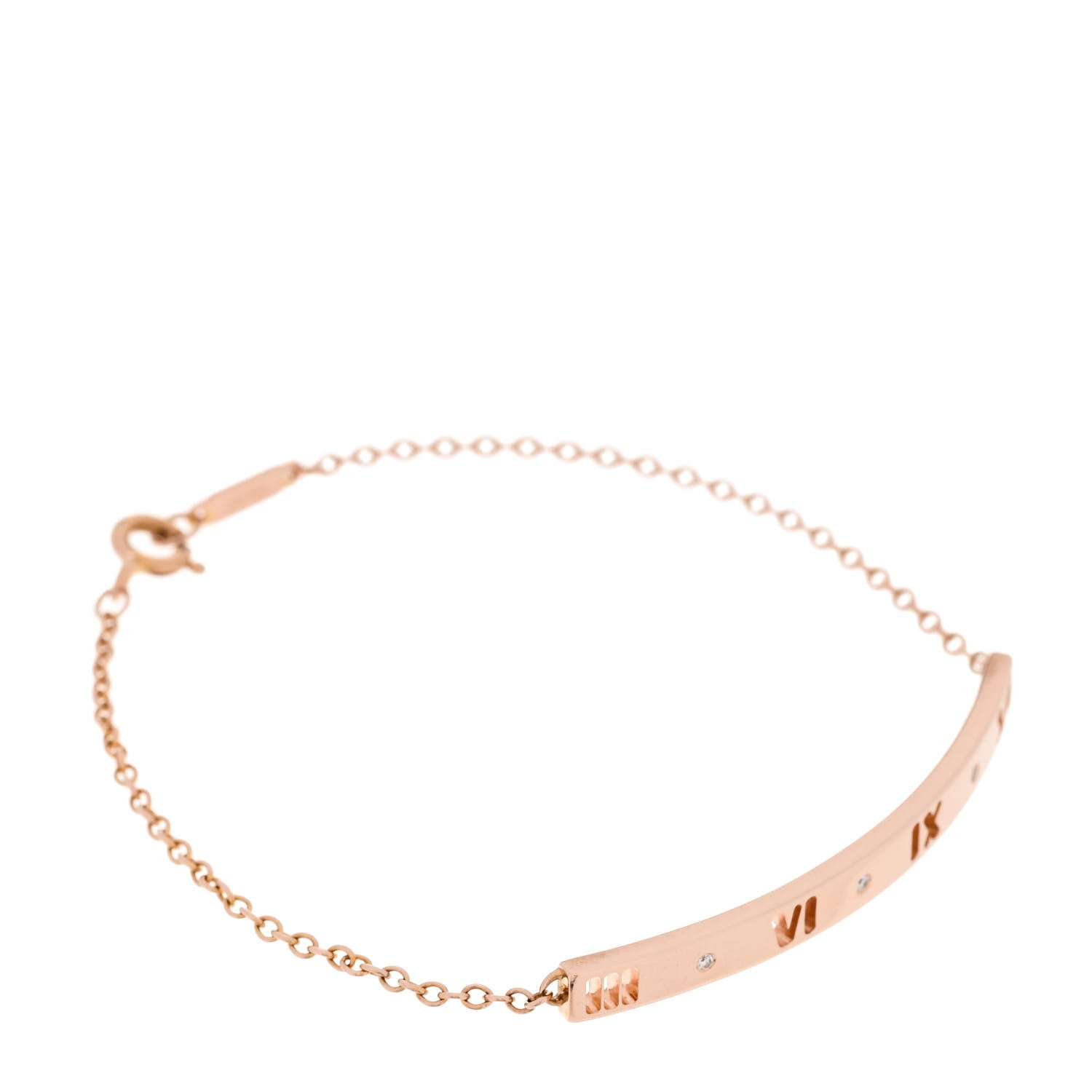 Tiffany 18K Rose Gold Diamond Atlas Bar Pierced Bracelet 1856823
