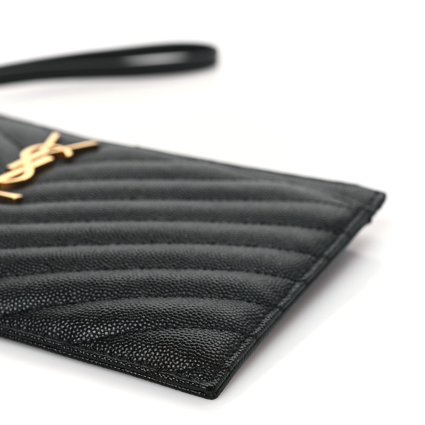 Grain De Poudre Chevron Monogram Large Bill Pouch Black