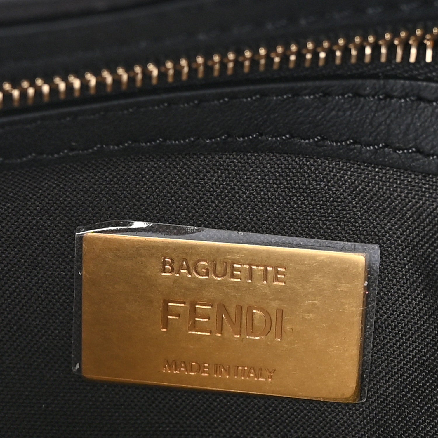 Fendi Shearling Vitello Dolce Macro FF 1974 Baguette Tobacco Black 6 of 10