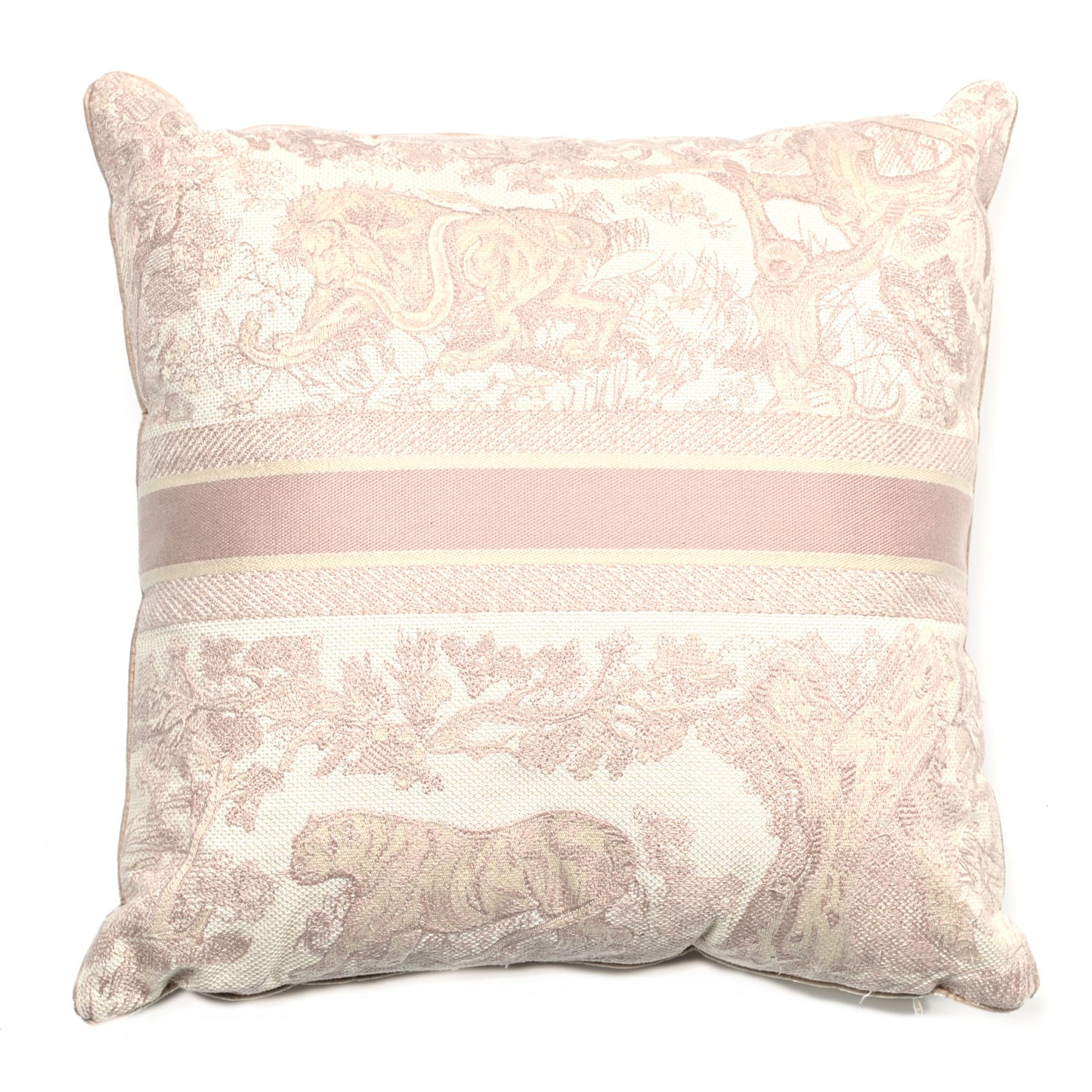 Cotton Toile de Jouy Square Pillow Rose Des Vents
