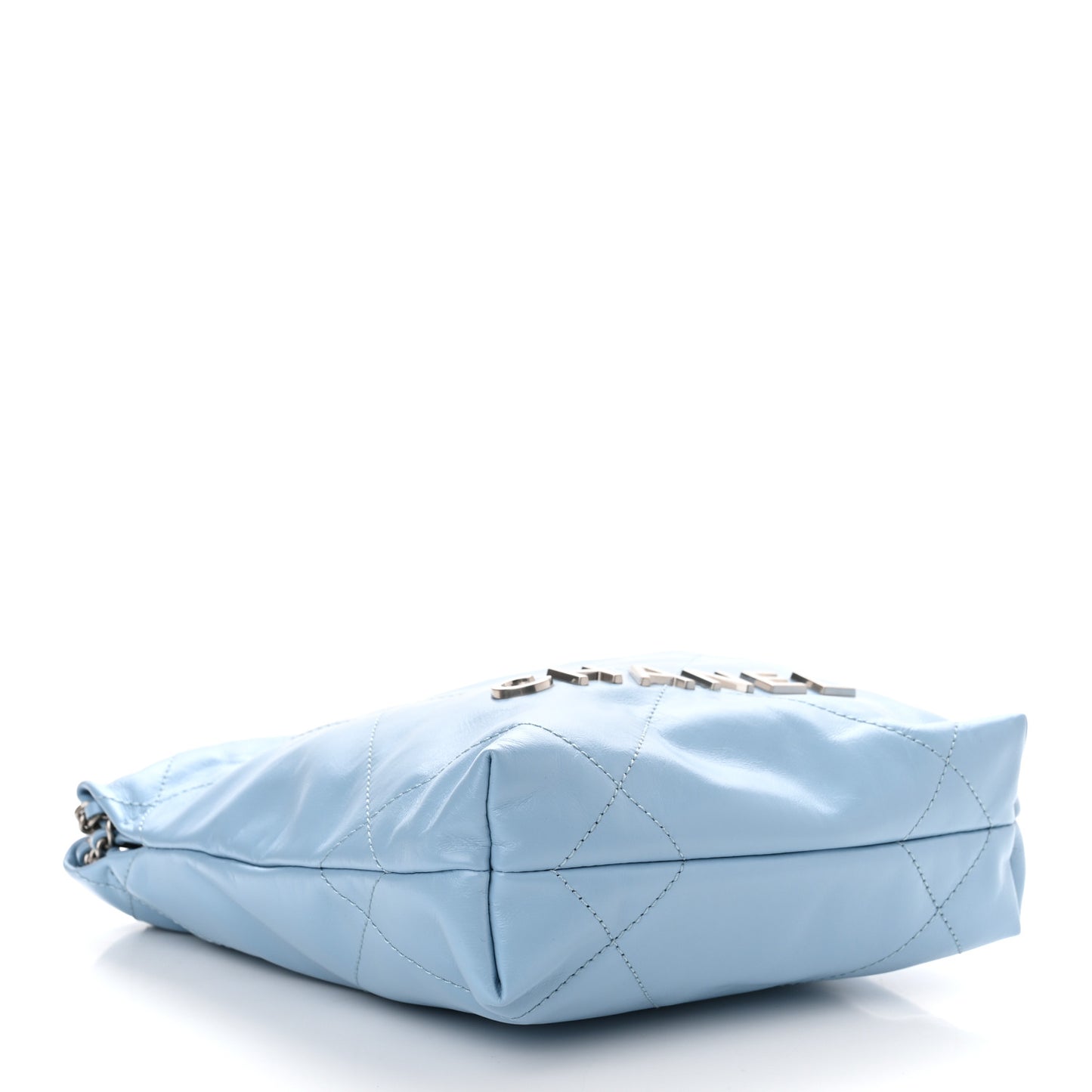 Shiny Calfskin Quilted Mini Chanel 22 Light Blue
