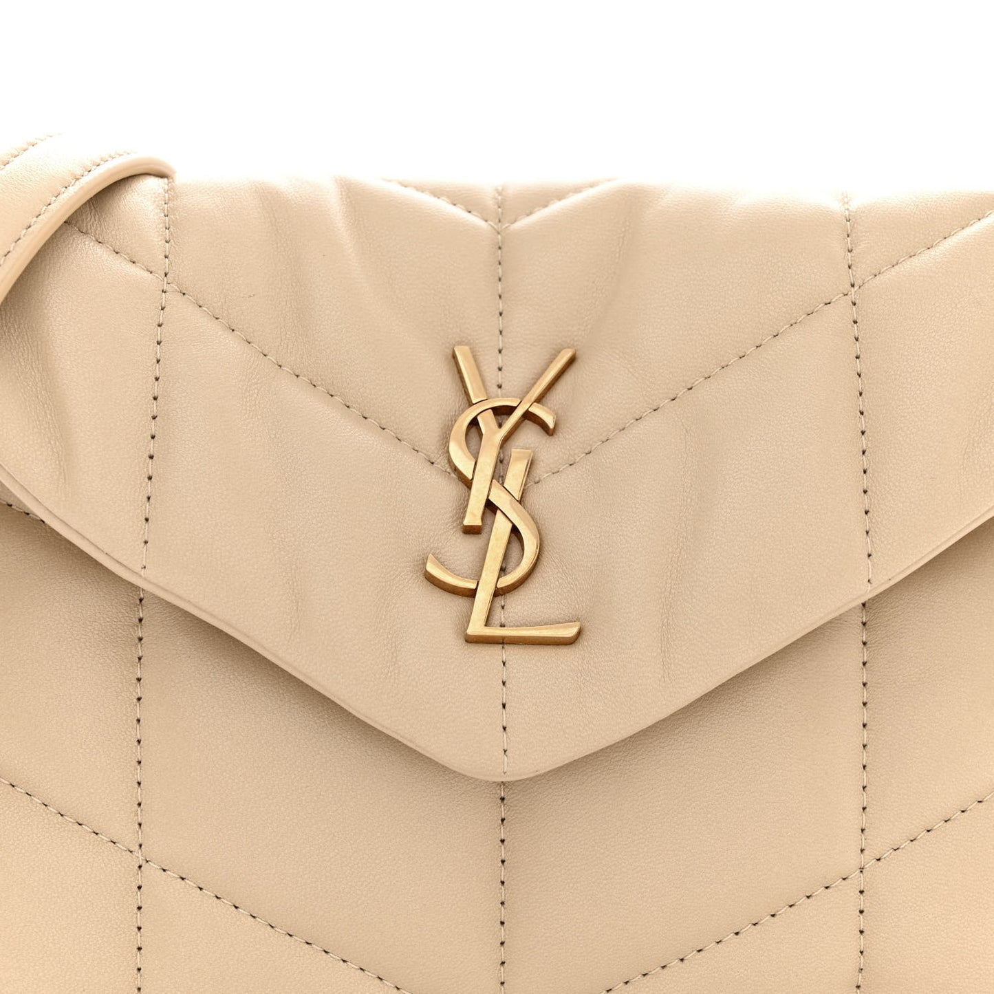 Lambskin Quilted Toy Loulou Puffer Monogram Chain Satchel Dark Beige
