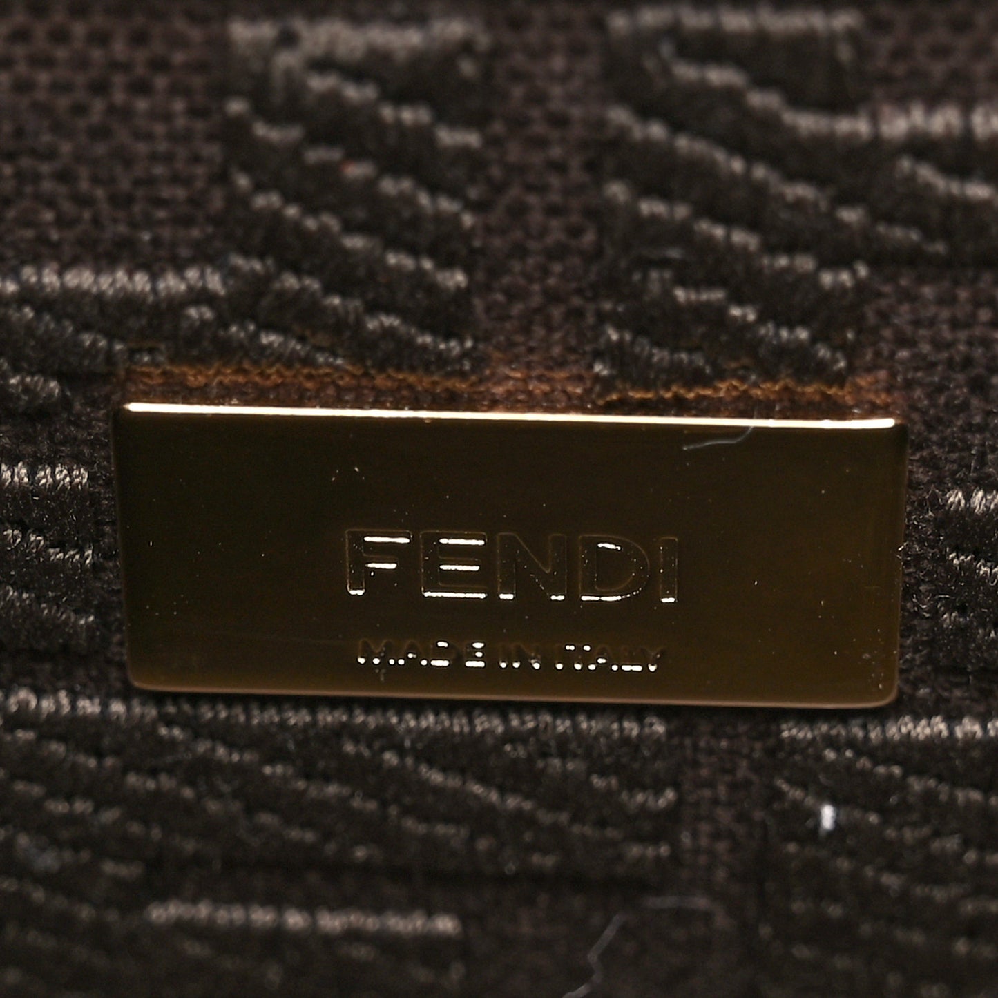 Vitello Seta Suede FF Mini Peekaboo Iconic Satchel Chocolate Sigaro Marrone