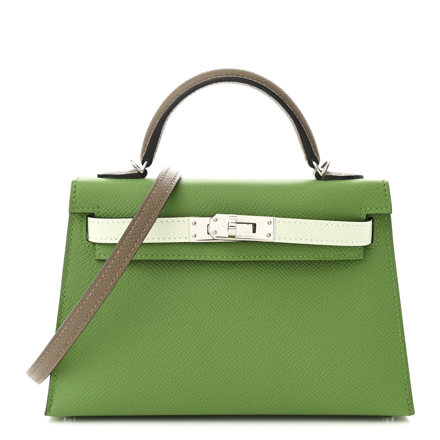 Hermes Epsom Tri-Color Mini Kelly Sellier 20 Vert Yucca Vert Fizz