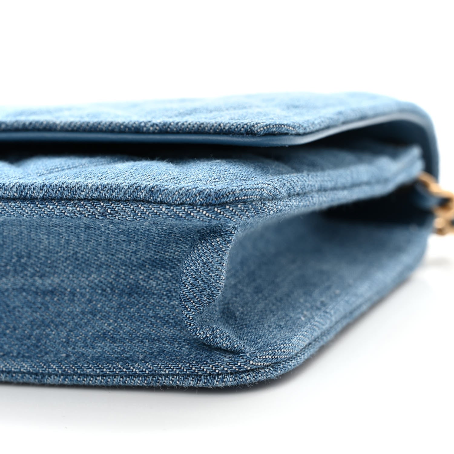 Chanel Denim Quilted CC Pearl Crush Wallet on Chain WOC Blue 11 of 12