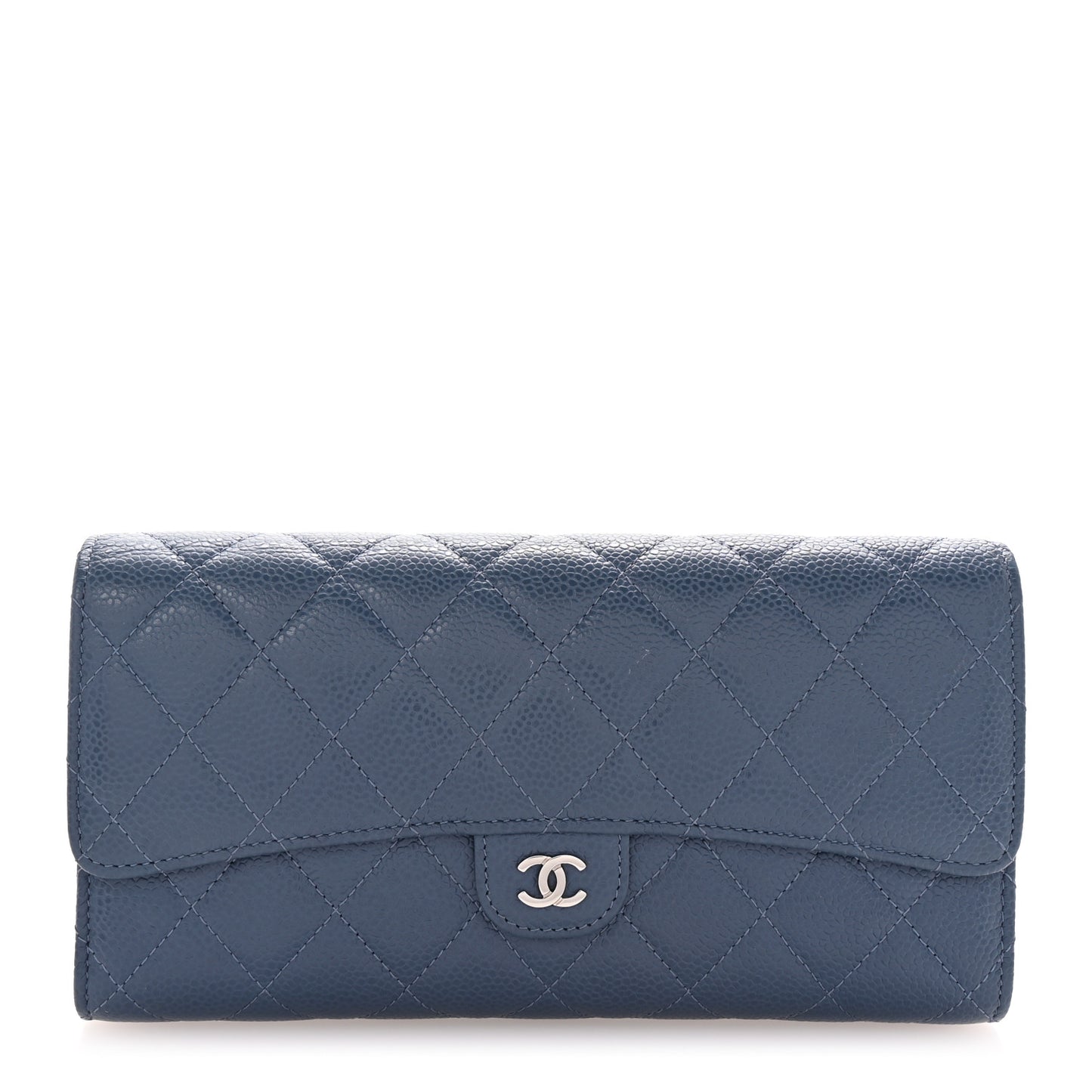 Caviar Quilted Travel Wallet Blue