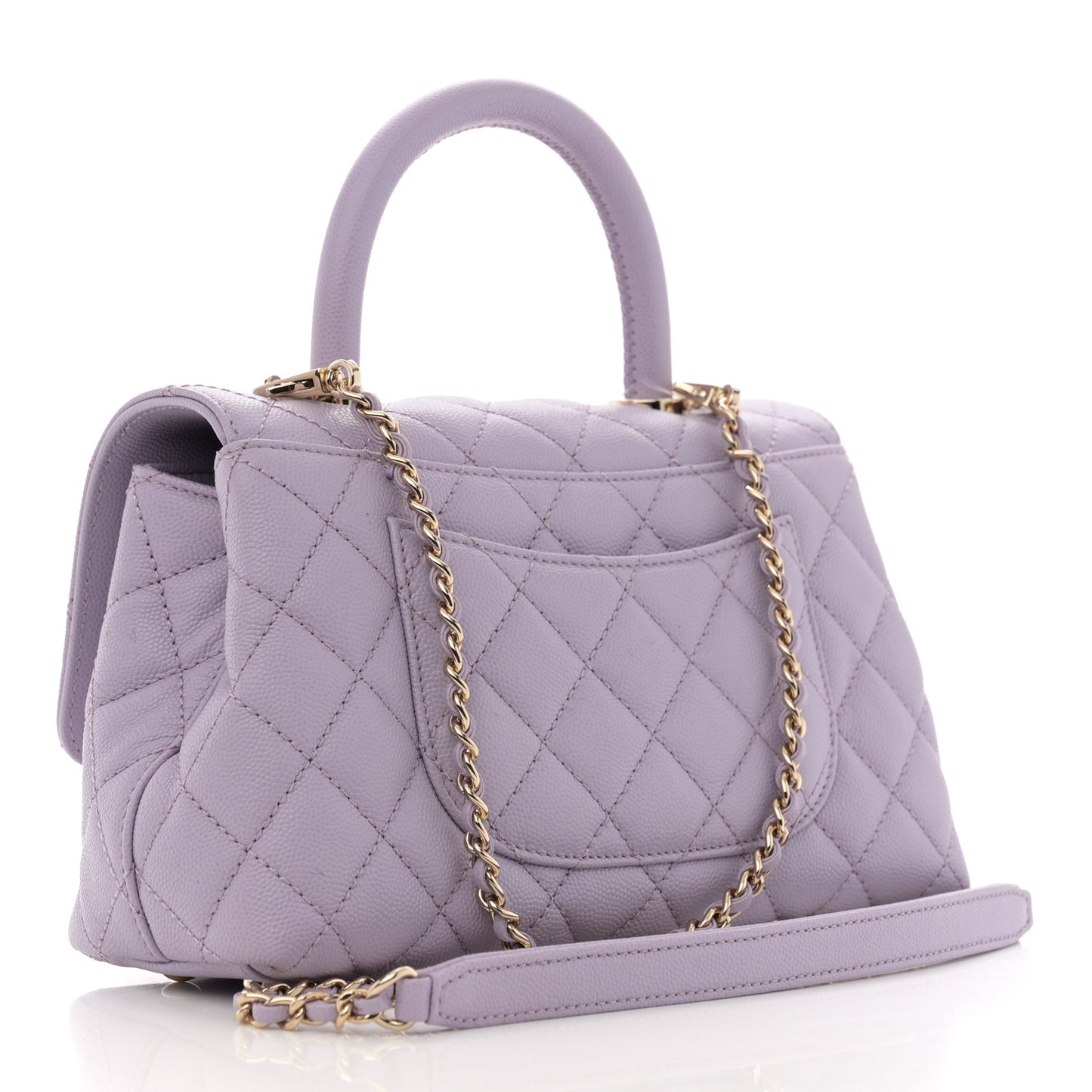 Caviar Quilted Mini Coco Handle Flap Light Purple