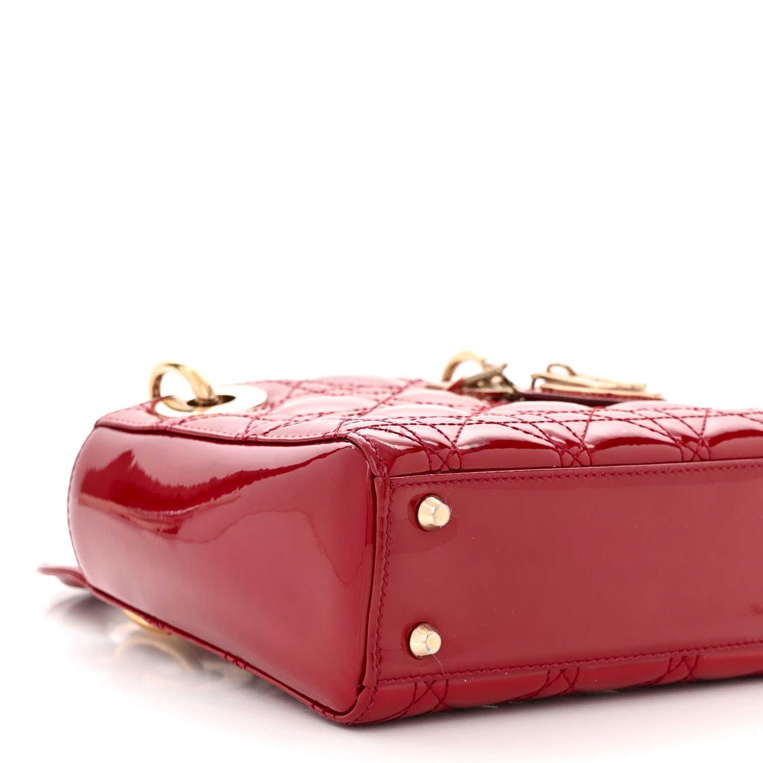 Christian Dior Patent Cannage Mini Lady Dior Red 9 of 11