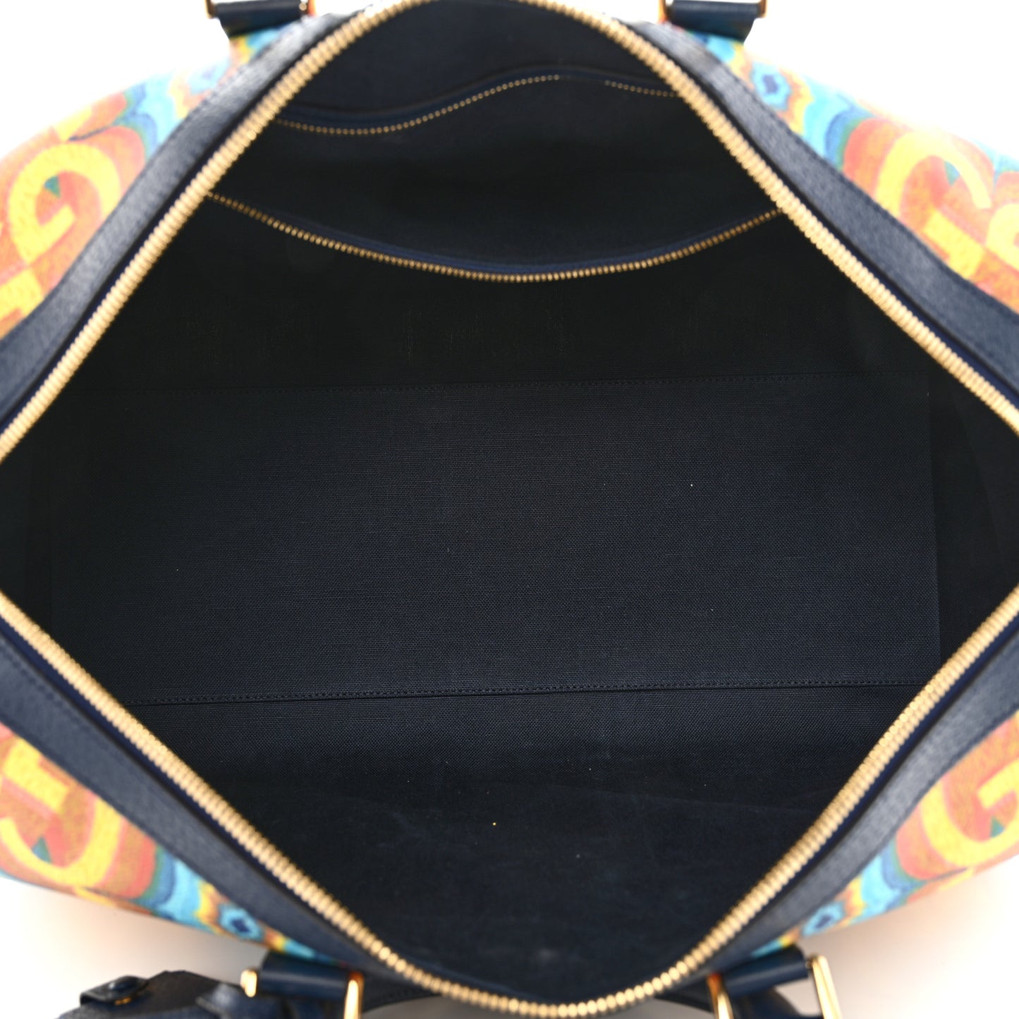 GG Supreme Kaleidoscope Calfskin Script Logo Gucci 100 Carry-On Duffle Bag Blue Orange Multicolor Blue Agata