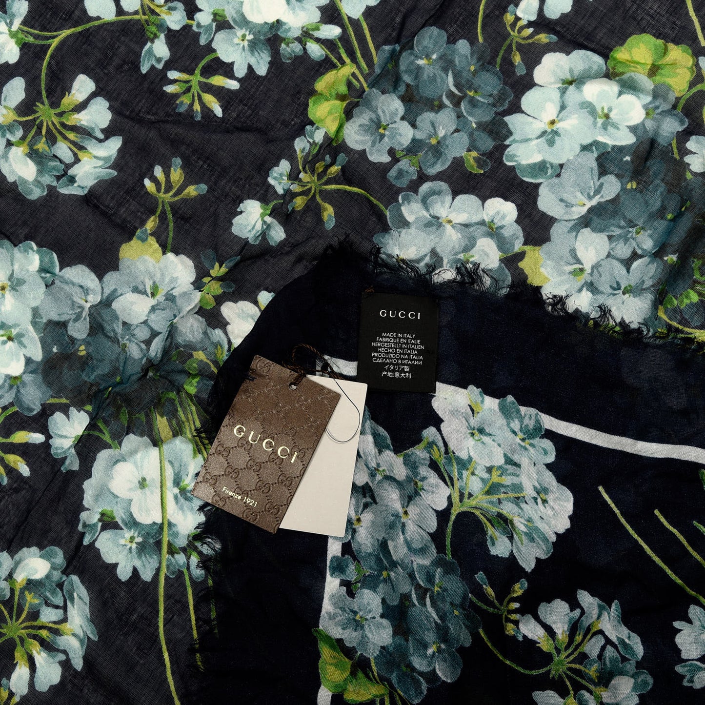 Modal Silk New Bloom Square Scarf Midnight Blue Sky Blue