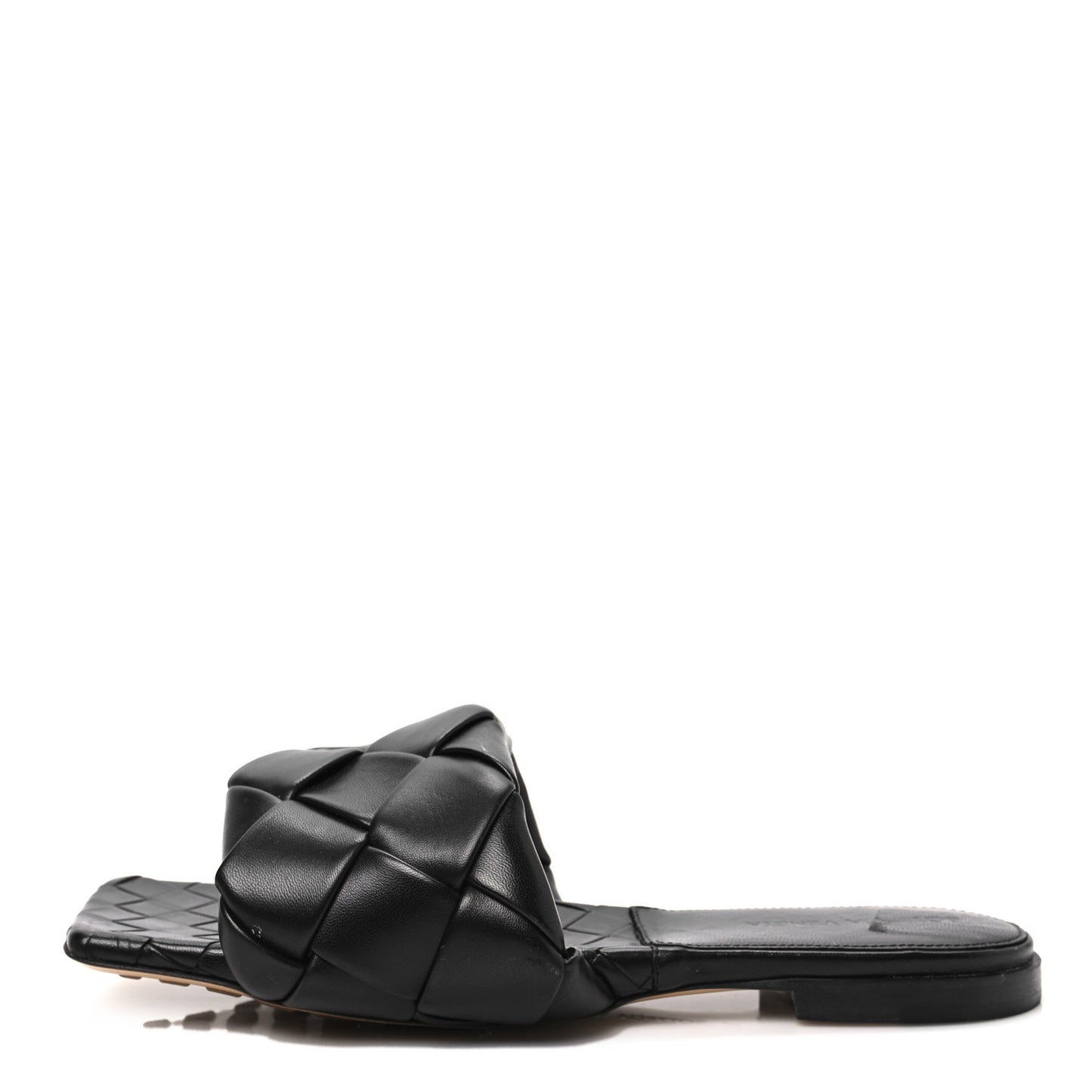 Nappa Maxi Intrecciato Lido Flat Sandals 38 Black
