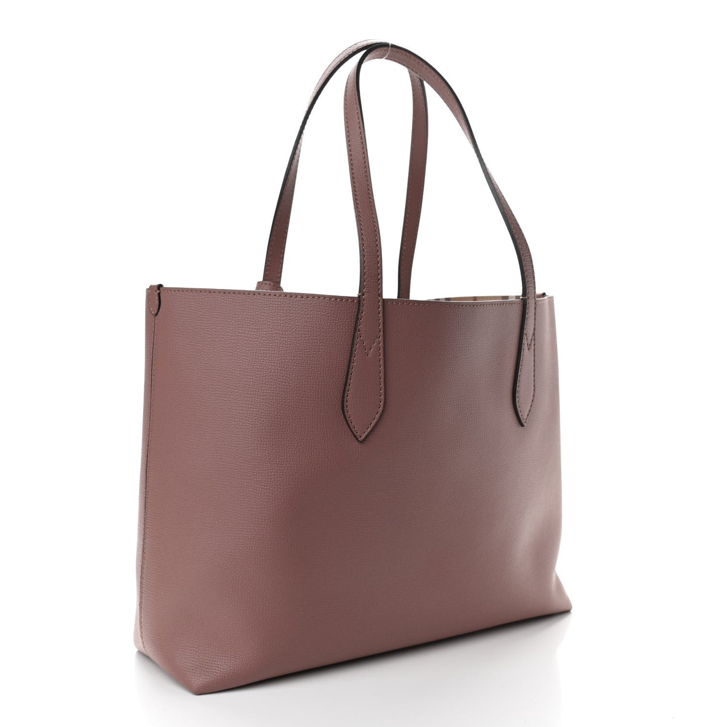 Grainy Calfskin Haymarket Check Medium Reversible Tote Light Elderberry