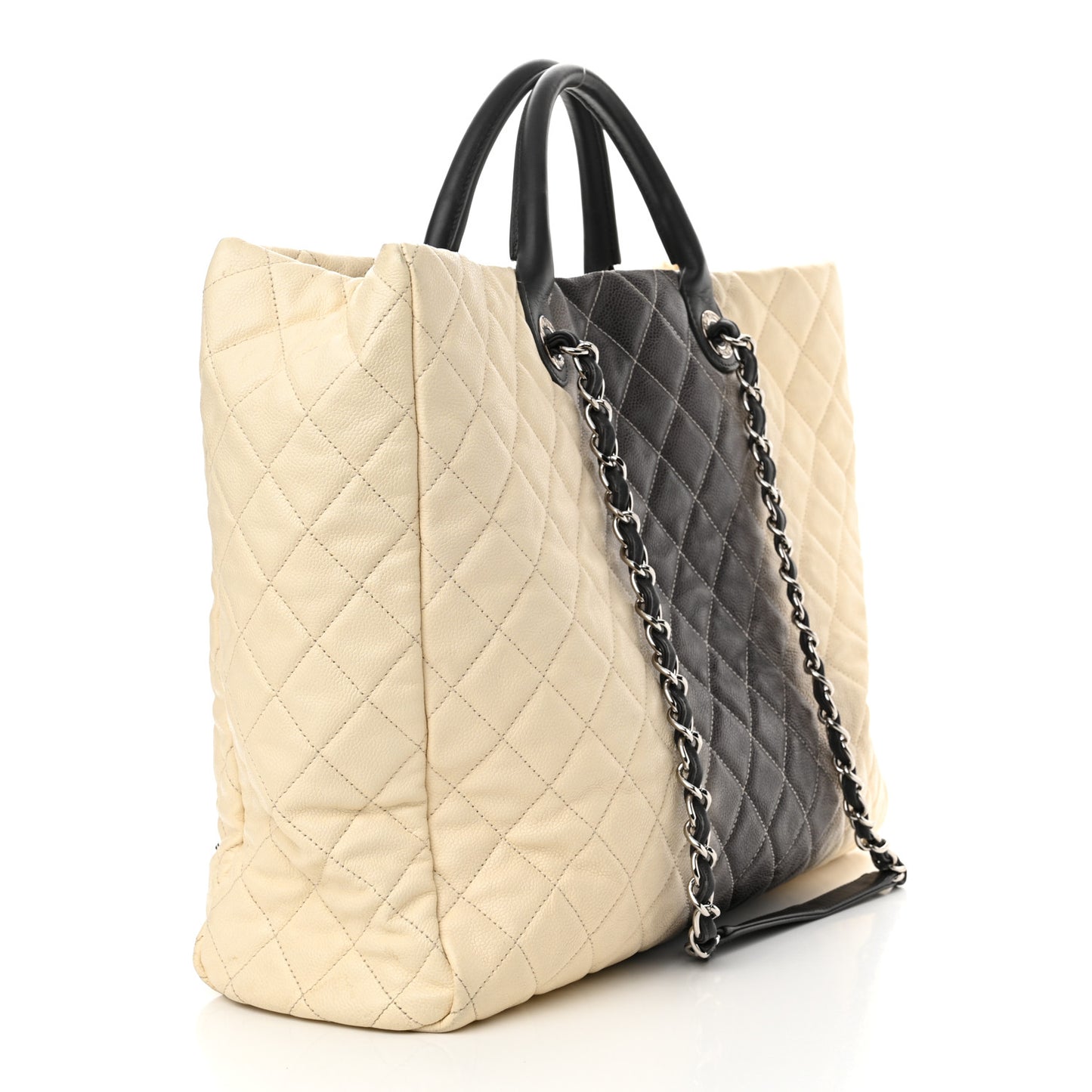 Caviar Ombre Large Shopping Tote White
