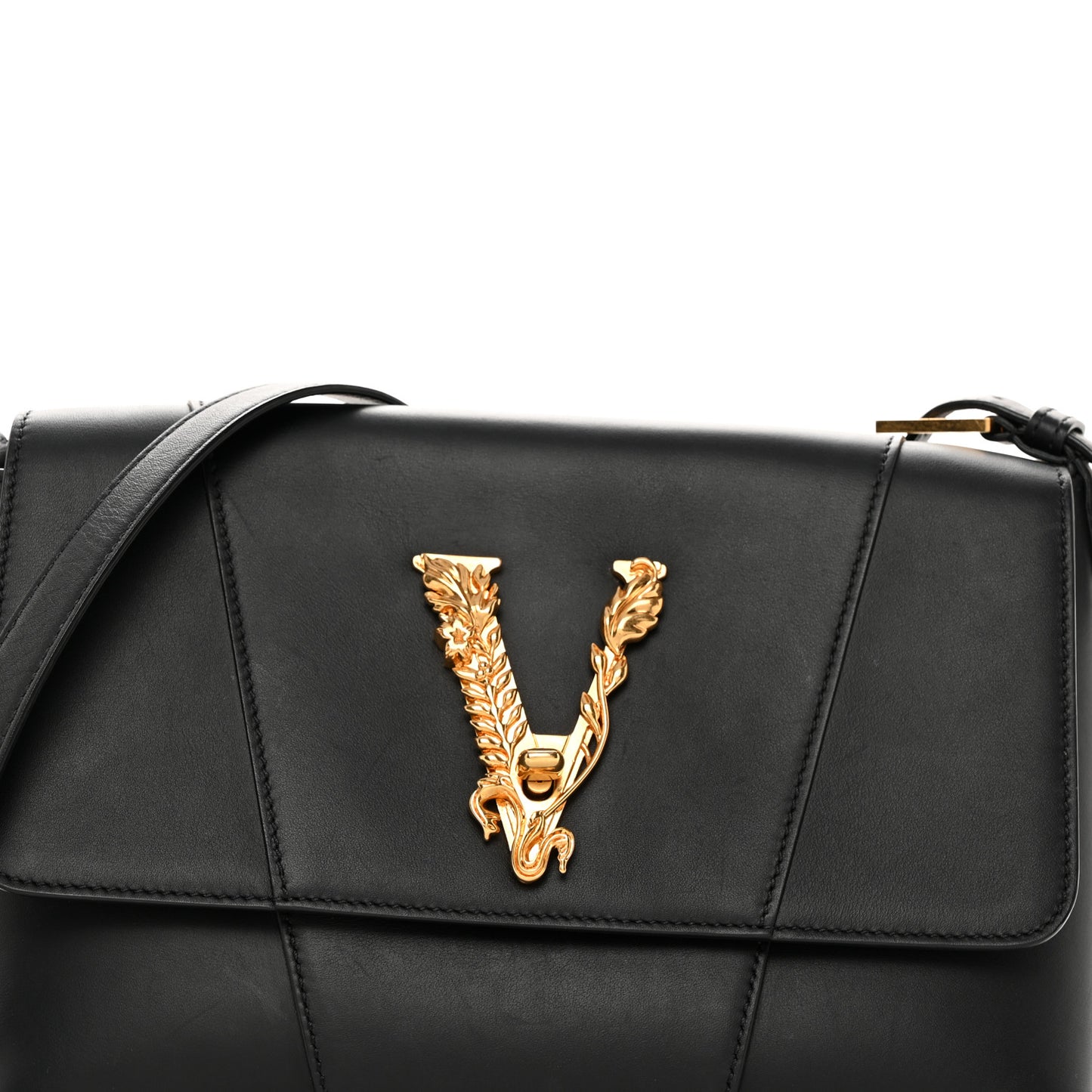 Vitello Barocco Virtus Shoulder Bag Black