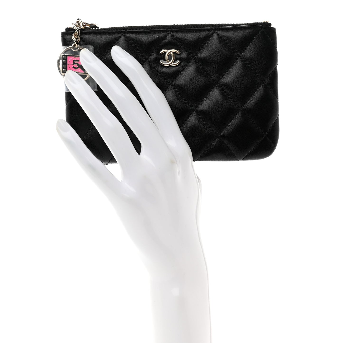 Lambskin Quilted Small No. 5 Cosmetic Case Black